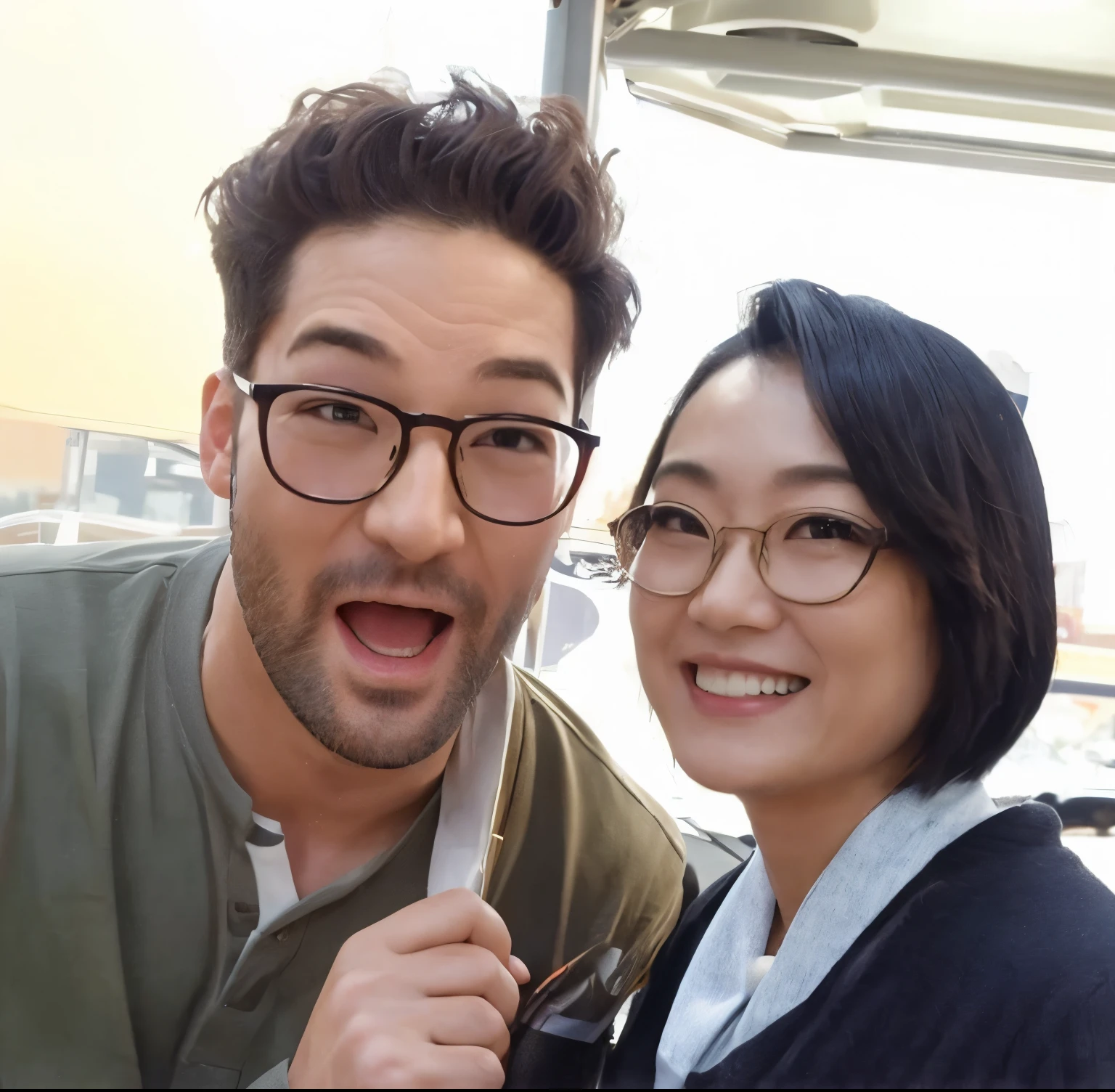 (Best quality, 8k, 32k, Masterpiece, UHD:1.2) "Generate an art scene featuring a well-known celebrity "Tom Ellis" posing with a Japanese fan for a selfie. Show the celebrity and the fan in a joyful and friendly interaction, capturing a candid moment of connection and excitement. Portray the celebrity with their recognizable features and the fan displaying enthusiasm and admiration. Ensure the setting reflects a casual yet vibrant environment, possibly with hints of a crowded event or a bustling backdrop that complements the celebratory atmosphere. Emphasize the genuine and happy expressions of both the celebrity and the fan, creating a heartwarming scene of connection and fandom."