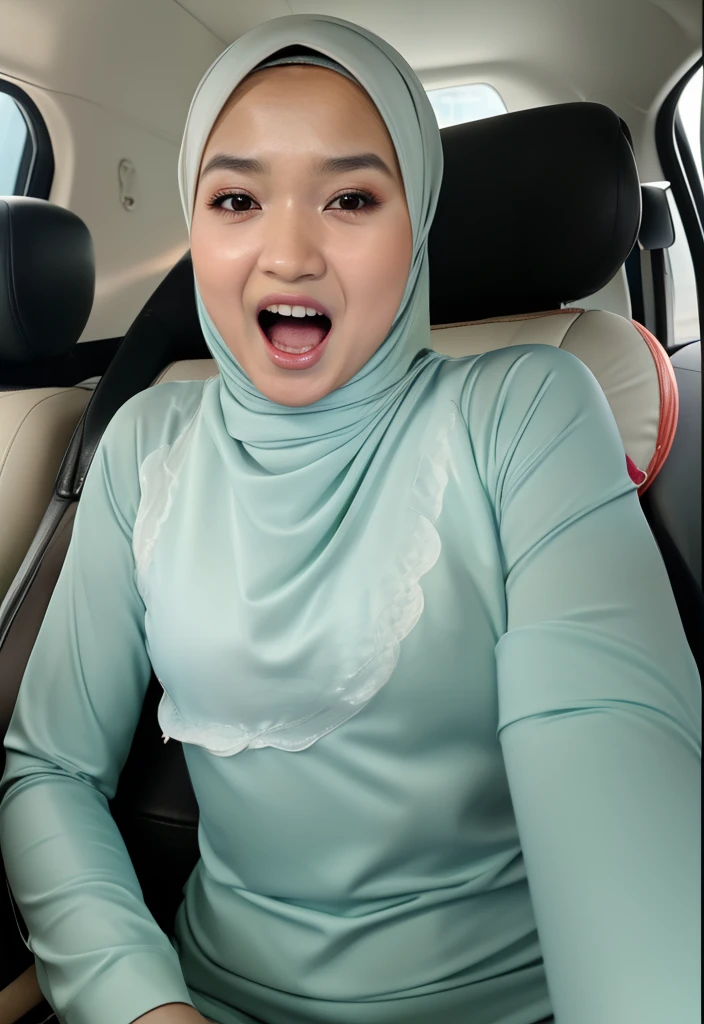 HIJAB MALAY GIRL, masutepiece, High quality, UHD 32K, Realistic face, Realistic skin feeling , A Japanese Lady, 8 years old, Little Girl, Very cute and baby-like face, Women's Competition One-Piece Swimsuit, Sitting, itting open legs, Spread Leg, (((facials))), (((Aridity))), (((flat chest))), (((Open Mouth)))
