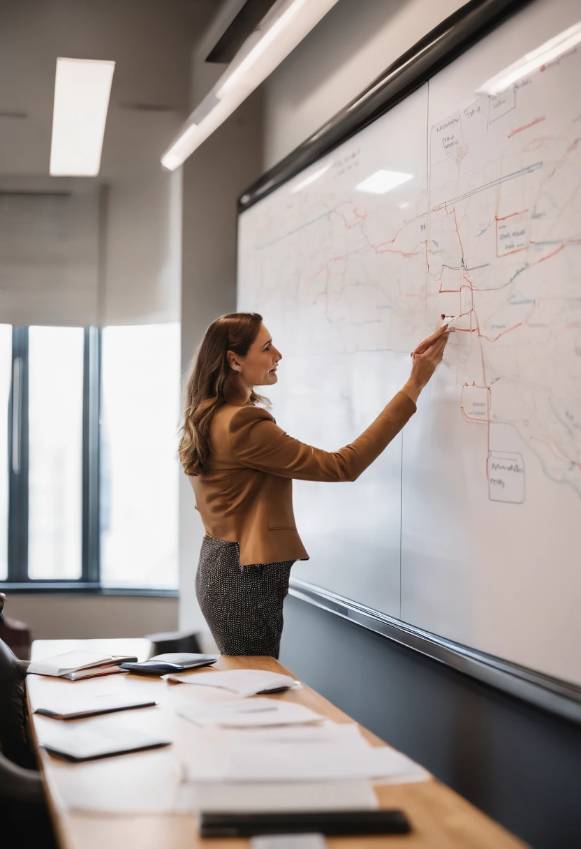 A photo of Sarah working on a whiteboard with a group of startup founders, mapping out their growth strategies.,original,A white man in 40s wearing a suit and tie, male