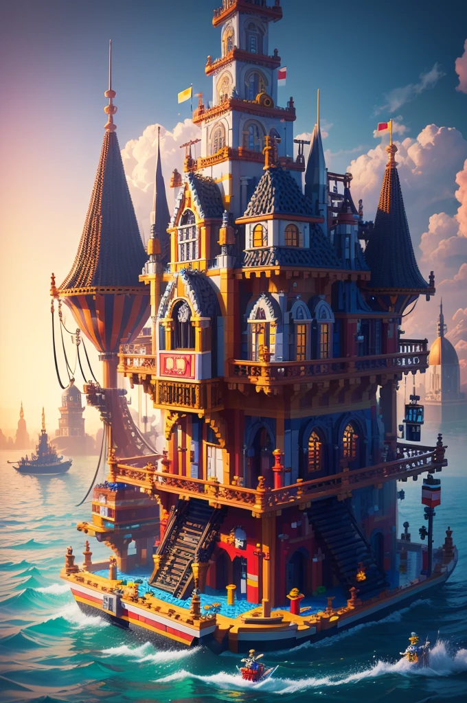 (8k, best quality, masterpiece:1.2),(constructed a floating world)( carnival theme park)(out of lego blocks)( the wildest craziest your imagination has ever seen)digital painting, trending on artstation, award winning fantasy art, rides lots of rides, loop the loop, fantasy Background, Cosmic Entity