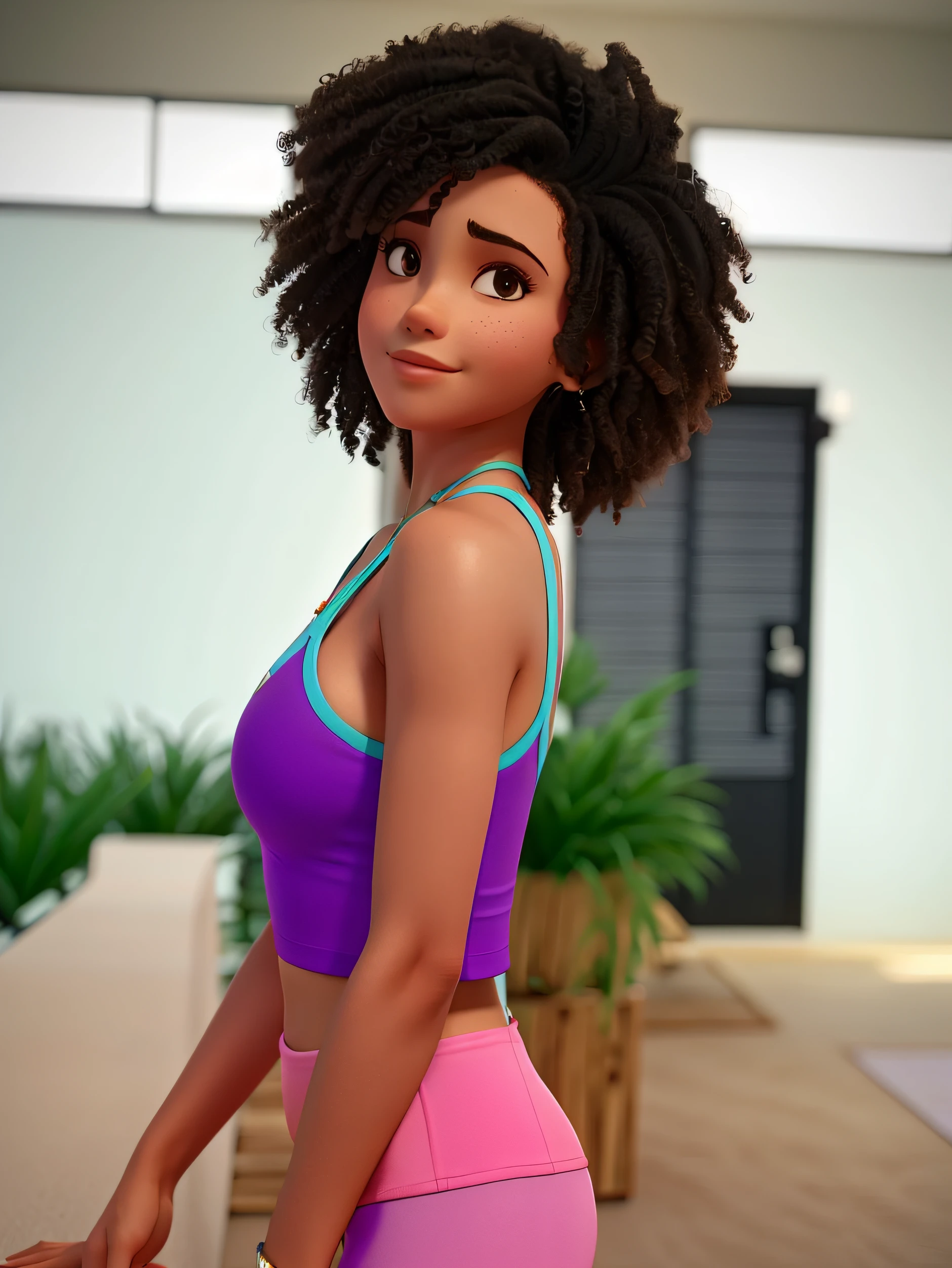 um close de uma mulher com uma blusa roxa e azul, Tanque Violeta Apertado, Ashteroth, wearing two - piece swimsuit, Cottagecore!! corpo fitness, topo de cabresto roxo, top roxo, Malika Favre, mulher em forma, corpo roxo, Luz natural suave, two piece workout clothes, cintura para cima, pele clara, menina em forma, Lola Dupre