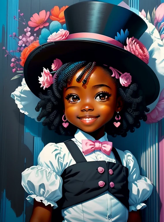 ((|) (cute black baby girl with pink top hat, tea pot and flowers) stylized identical to 1940 |)), acolchoamento ,multidimensional geometric wall PORTRAIT, arte, Chibi,
Yang016K, lindo,(( Predominant red coloration ,rosa e branco))
Primary works, qualidade superior, melhor qualidade, Arte Oficial, Beautiful and Aesthetic,), Eduardo Kobra acolchoamento ,multidimensional geometric wall PORTRAIT, arte, Chibo,detalhes