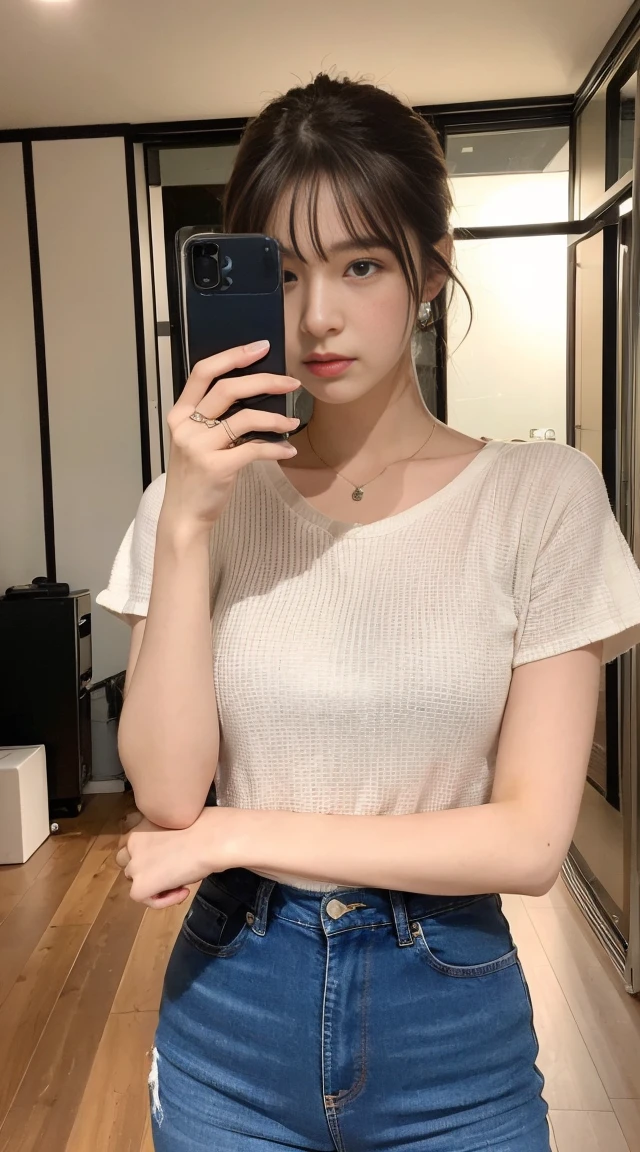 (8k, highest quality, masterpiece: 1.2), (hair_style), (realistic, photorealistic: 1.37), highest quality, masterpiece, in the summer sunshine, sky and sea view, shot on wooden deck, [small breasts], backlight, shooting from waist up, camera angle from bottom to top, pose with hair raked up with hands, shot in natural light from morning to noon, Hairstyles and fashion styles that match the Japan trends of 2023, realistic, super detailed, 30s, actress, half Japanese and Russian half model, elaborate CG, slender, adorable, hairstyle matches the fashion of Japan in 2023 short bob cut fluttering in the wind, delicate skin type, fine details and softness, model hair color is bright and soft, Choose a short-length T-shirt that matches the summer trends of 2023 and pair it with pale pastel colors for surf fashion.