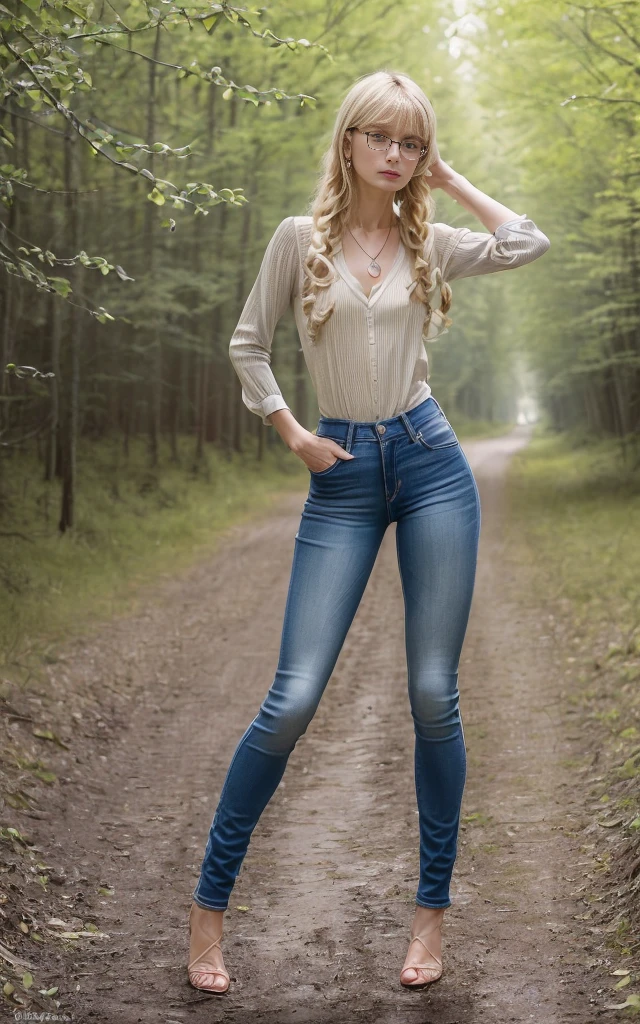 (8K, Masterpiece, RAW photo, ultra HD quality, detail:1.5), (ultra realistic:1.4, scenary), Depth of field, Cinematic light, (ultra realistic detailed face:1.5), ( 1 picture of 1 girl Ekaterina Ackerman:1.7), (solo girl:1.6), (Beautiful and elegant Russian girl), (skinny girl with glasses), (European face:1.3), (natural abs), (complete perfect full body:1.6), (full body including feet:1.5), (tight minitop:1.5), ([red|gray] miniTop:1.4), (small necklace, collarbone:1.1), ([long hair|short hair]:1.5), (ultra detailed skin:1.4), (soft mate fabric:1.3), ([frontal pose|side profile pose|back profile pose]:1.5), (face looking at viewer:1.5), (perfect hands:1.5), (perfect anatomy:1.6), (perfect body:1.6), (ultra perfect beautiful face:1.6), (blonde hair:1.4), ([Pixie|Bob|Bangs|Braids|Pigtails] hair:1.5), (perfect standing pose:1.5), ( coated jeans :1.6)