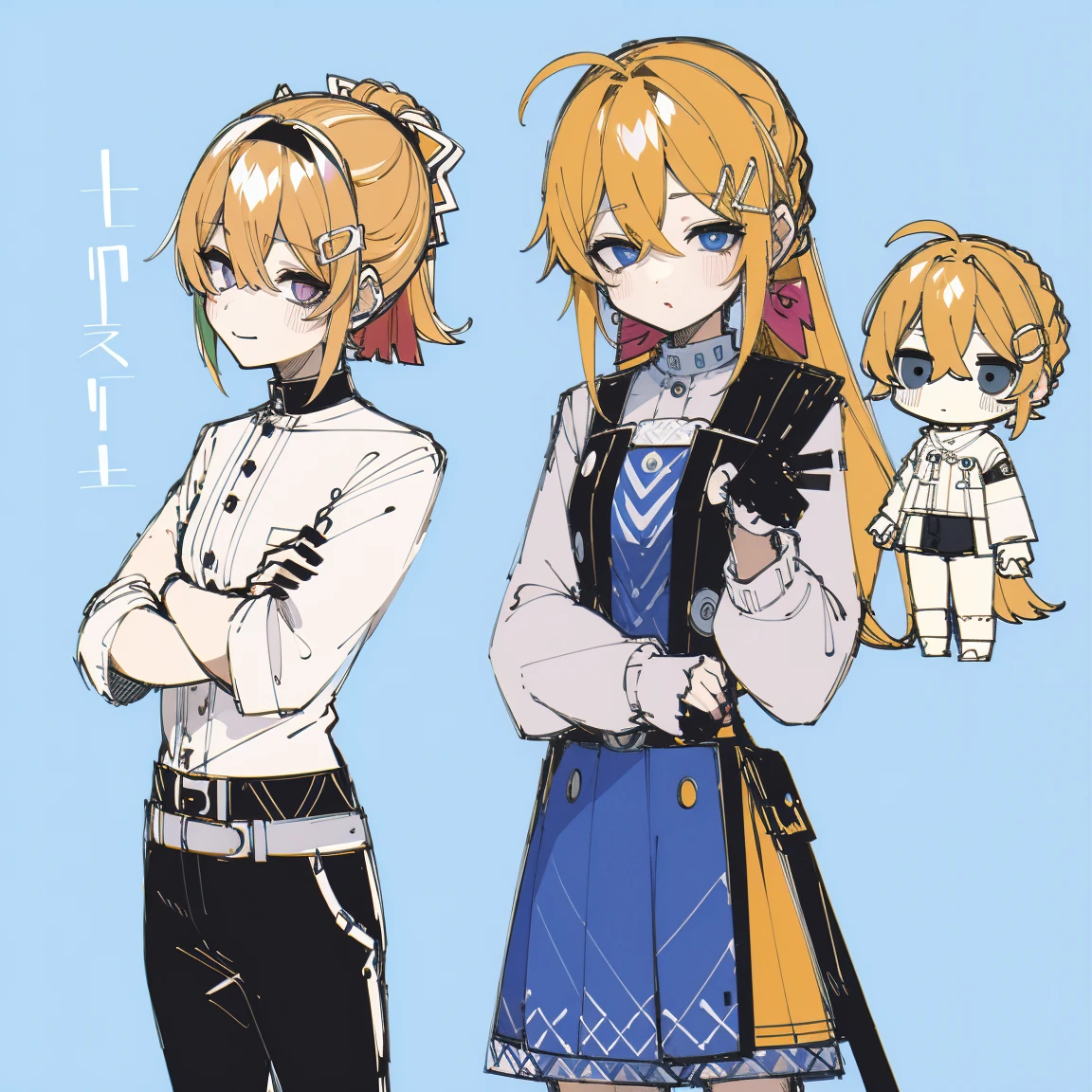2 d anime style, anime moe art style, Jazz & Sublime, cute art style, Anime-style illustration, anime girl, Author: Kamagurka, in Pixiv, pixiv style, pixiv, in anime style, anime art style, Full Body Commission, 1girl, ctcas, Cowboy shot, character reference sheet, the same character