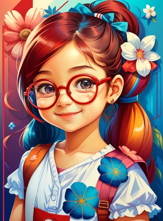 ((|) (cute with ponytails smiling with glasses and flowers) stylized identical to 1940 |)), acolchoamento ,multidimensional geometric wall PORTRAIT, arte, Chibi,
Yang016K, lindo,(( Predominant red color, blue and white))
Primary works, qualidade superior, melhor qualidade, Arte Oficial, Beautiful and Aesthetic,), Eduardo Kobra acolchoamento ,multidimensional geometric wall PORTRAIT, arte, Chibo,detalhes