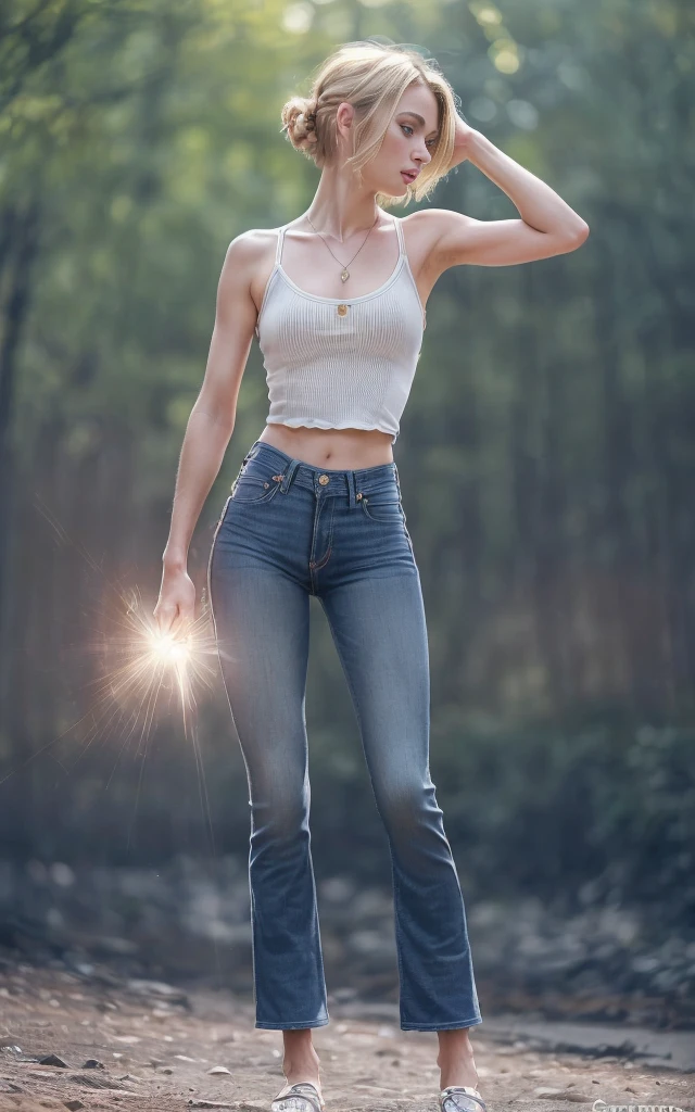 (8K, Masterpiece, RAW photo, ultra HD quality, detail:1.5), (scenary, natural background:1.4), Depth of field, Cinematic light, (ultra realistic face:1.5), ( 1 picture of 1 girl Ekaterina Ackerman:1.7), (solo girl:1.6), (Beautiful and elegant Russian girl), (skinny girl with glasses), (European face:1.3), (natural abs), (complete perfect full body:1.6), (full body including shoes:1.5), (tight minitop:1.5), ([red|gray] miniTop:1.4), (small necklace, collarbone:1.1), ([short hair]:1.5), (ultra detailed skin:1.4), (soft mate fabric:1.3), ([frontal pose|side profile pose|back profile pose]:1.5), (face looking at viewer:1.5), (perfect hands:1.5), (perfect feet:1.5), (perfect anatomy:1.6), (perfect body:1.6), (ultra perfect beautiful face:1.6), (blonde hair:1.4), ([Pixie|Bob|Bangs|Braids|Pigtails] hair:1.5), (perfect standing pose:1.5), ( Kick Flare Jeans :1.6)