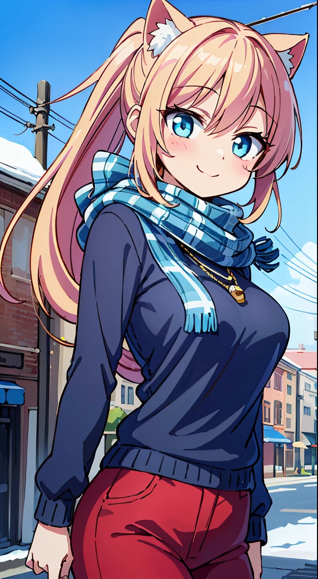 (Cute illustration:1,2),(Absurd realistic structure details),(High resolution complex and detailed text quality),(High-resolution microstructure、High poly 3 boobs boobs boobs boobs D rendering correction),Methods of geometry,Careful explanatory anatomy,
BREAK,
1 beautiful girl, 1girl in, (Cute:1.5),(Chibi:0.5),(kawaii:2.0),(Lori:2.0),(7 year old girl),(Solo:1.65), 1 beautiful girl, ( girl), Very detailed, colourfull, highest details, BREAK, (Huge breasts: 1. 2,), Clear skin, Beautiful skin, Shy skin, 1 beautiful girl, Brown hair, (Cat ears, Ponytail, medium-Long hair: 1. 2), (Light blue eyes, long eyelashes, Double eyelids: 1. 2),Solo,gleaming skin, Clear skin, Beautiful skin,(best quality face),(Top quality glowing eyes),(The best smile,Doya face:1.45),BREAK, (dark navy theme:1.3) (light yellow blouse:1.2), (wide pants skirt, red pants skirt:1.2), blue pendant necklace, (Flat color),
BREAK (Pink Theme:1.3), (pink plaid knit scarf:1.4),
BREAK,(day), a closed mouth,(architecture, building, Choker, city, Cityscape, Outdoors, building, city,lamp post, Power lines, scarf, skyporn, Snow, Solo, utility pole, Winters:1.55), Waterfall,depth of fields,
BREAK,wakame,wakame,wakame,(Cowboy Shot:1.4),
BREAK,(Blurry background:1.3),(absurderes, hight resolution, Super Detail Art),cel shading,Clear Color, Lonely optical effect, Beautiful pictures, Bright glow, mystic atmosphere,(Close-up of girl:1.1), Mystical light particle effect,manga influence, clean line drawings,