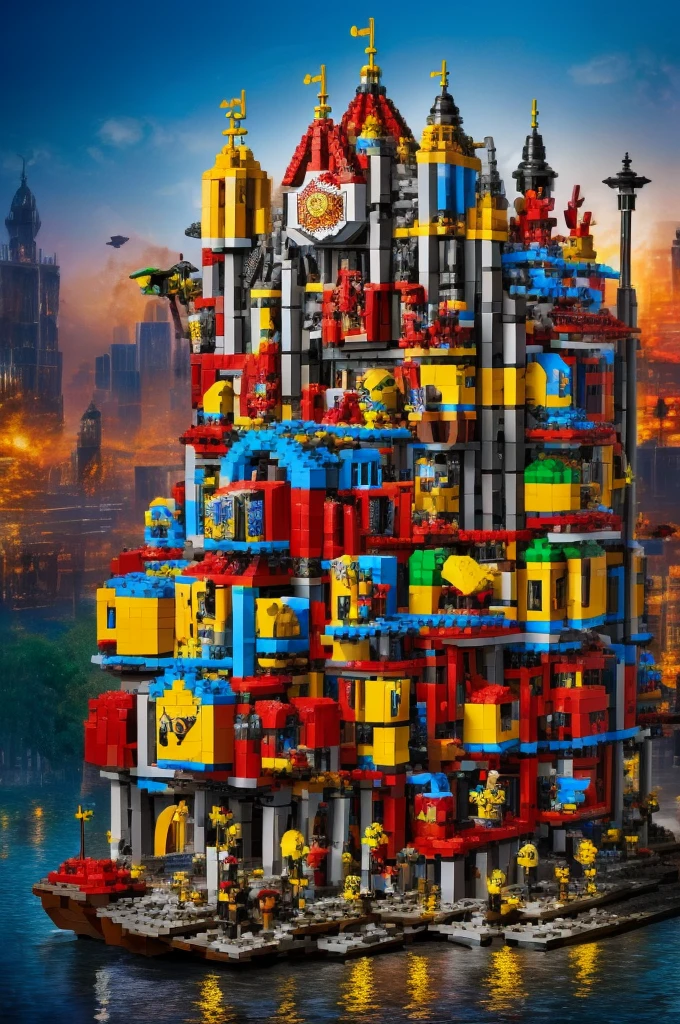 (16k4d, best quality, masterpiece:1.2),(giant lego blocks carnival theme park)( the wildest craziest your imagination has ever seen)digital painting, trending on artstation, award winning, HD fantasy art, rides lots of rides, loop the loop, fireworks, explosive fantasy Background, Cosmic Entity