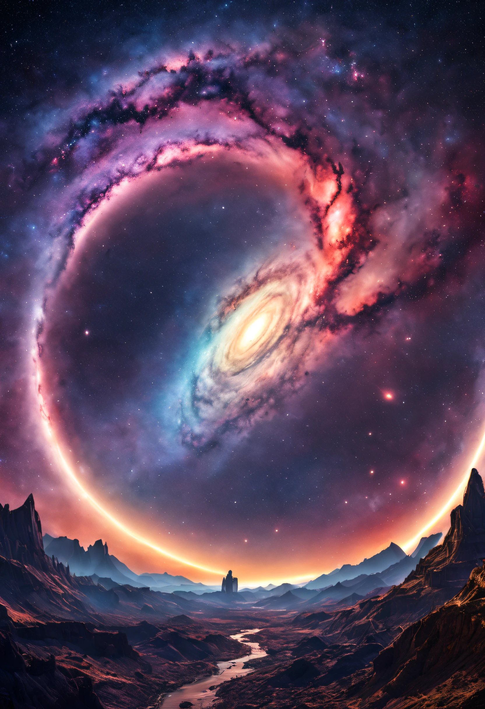 a magnificent star and galaxy observation scene, very detailed and textured, it's colorful and magnificent