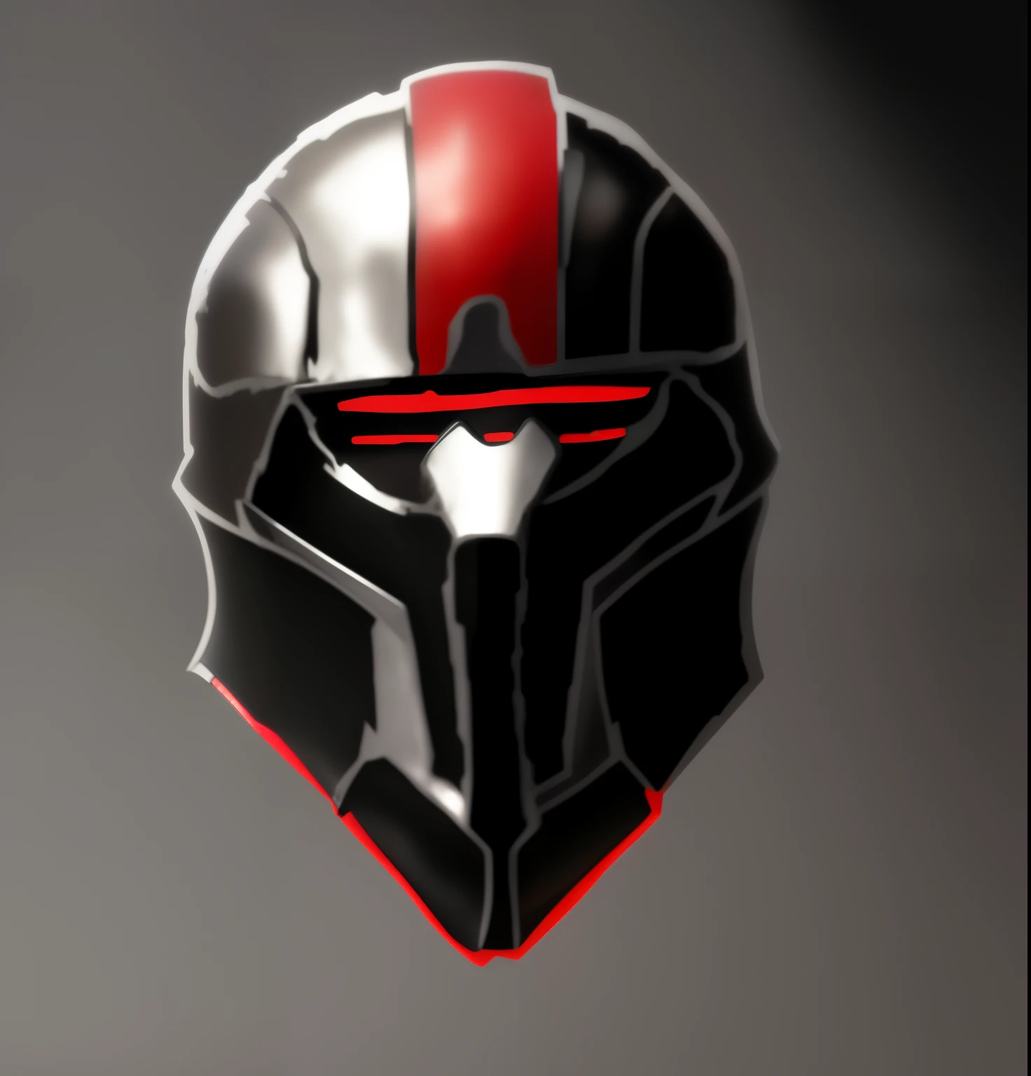 blind box toy style, a close up of a helmet with a red line on it, dark helmet, sepal helmet, mandalorian armor, turian, darth revan, helm, detailed helmet, concept armor, iron helmet, iron helm, sci-fi helmet, cylon, heavy knight helmet, mass effect inspired, concept headshot art, mandalorian, black and red armor, sith helmet, grey helmet, silver colored helmet, silver colored helmet, grey colored helmet,