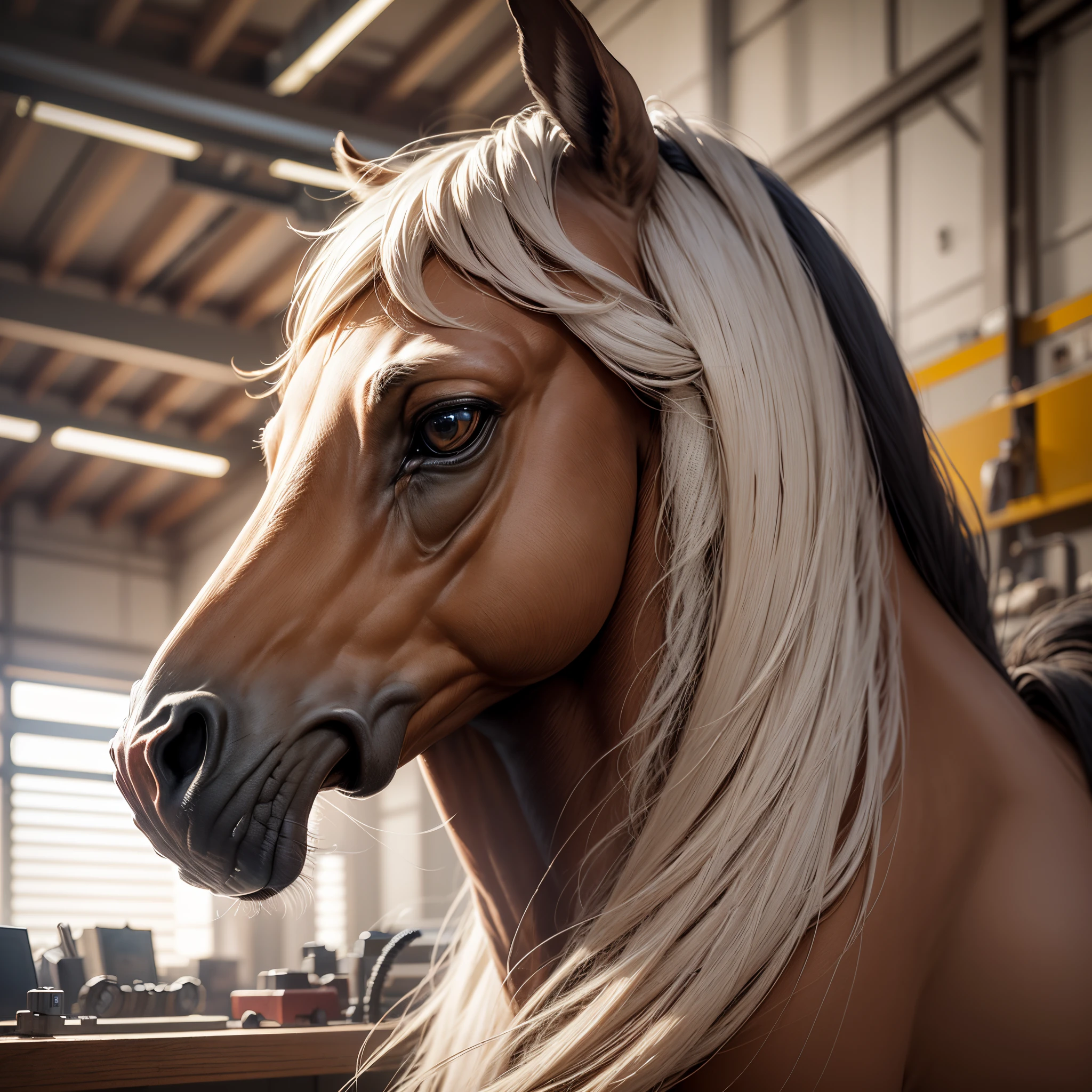 A female centaur,She is famous in the multiverse,She is both a female centaur, half human, half horse, half horse,It is also a female Yingzhao。She blends both images,The first is the head of a horse/neck/Shoulder these parts,After feminization,The upper body transforms into a beautiful female human,Female, half-centaur, half-human, half-horse, half-human,The second is the waist of the horse/hason/gluteal/Legs feminine,Female half-horse with beautiful woman's,Chimer,It's like a female human wearing a half-horse-like costume and making a seamless chimera,This chimerization is based on powerful futuristic technology。The ultra-wide-angle lens captures the image of her beautiful and ethereal wings on the ionosphere launching a super-high-speed charge and leaping。Her front half is distinctly feminine,Tall sexy body,Has K cup teardrop-shaped giant tit chest,It has a small man's waist butterfly spanning long legs,The half-horse part of the hind body,Embedded interface at the hip position。Her horse-shaped part has female physiology and ergonomics on both the half-horse torso and hips and legs。The chest cavity of a woman in the shape of a bent dog style embedded in the lower back position of the beautiful woman's body starting from the upper part of the sternum/lower back/Ventral transverse。Then there are the sexy beauty's upright hips,Her entire body has been completely feminized,Including the half-horse part。Mechanized armor covers the legs with knee-shaped anti-joints and feet,And these parts are highly anthropomorphic,This makes her legs graceful and slender,Her four horse legs exploded in length proportions and was slender and toned,Under the legs are skinny white feet dressed in Skyscraper Heels,Use Midjourney's advanced stroke tools and color palettes, as well as texture packs, model packs, and texture tools,Concentration,Include all parts of her original horse physiology including fur/Waist and abdomen/Hip legs/Leg Capital Feminization,And give these parts a correspon