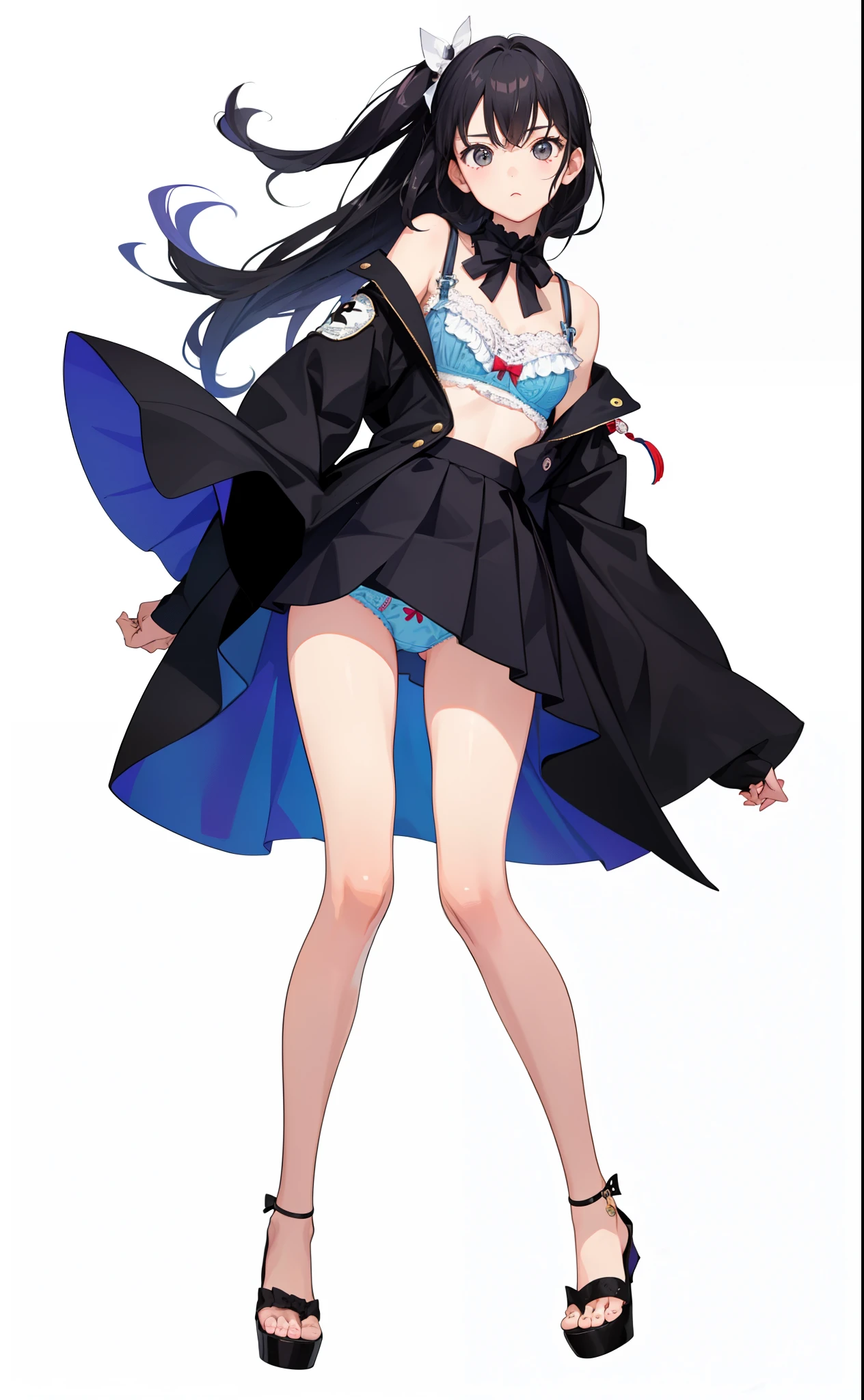 1girl in、AS-Adult、Underwear、Cute underwear、border pattern、(Portrait from the knee up)、