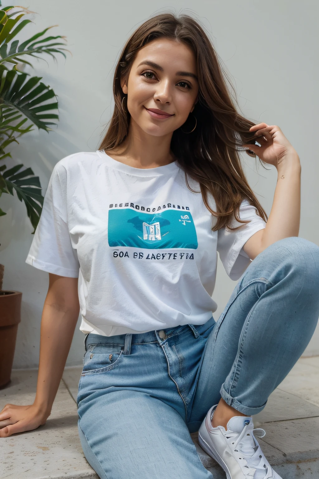 A woman of average height, with a confident and friendly posture. Ela tem cabelos longos e ondulados, de um tom castanho claro, que caem soltos sobre os ombros. his eyes are deep-set, azul brilhante, sempre cheios de curiosidade e entusiasmo. She has an easy and welcoming smile, que parece iluminar qualquer ambiente.
Ela veste uma blusa casual de cor clara, talvez um azul suave ou branco, Pair with comfortable jeans. On the feet, She wears white sneakers, perfeitos para qualquer aventura que possa surgir. Ela tem um estilo simples, mas elegante, that reflects your relaxed and approachable personality.
Ela parece estar sempre pronta para uma boa conversa, seja sobre um livro que acabou de ler, um filme que ajudou ou uma nova ideia que acabou de ter. Your presence is welcoming and positive, and she has a contagious energy that makes people feel comfortable around her.