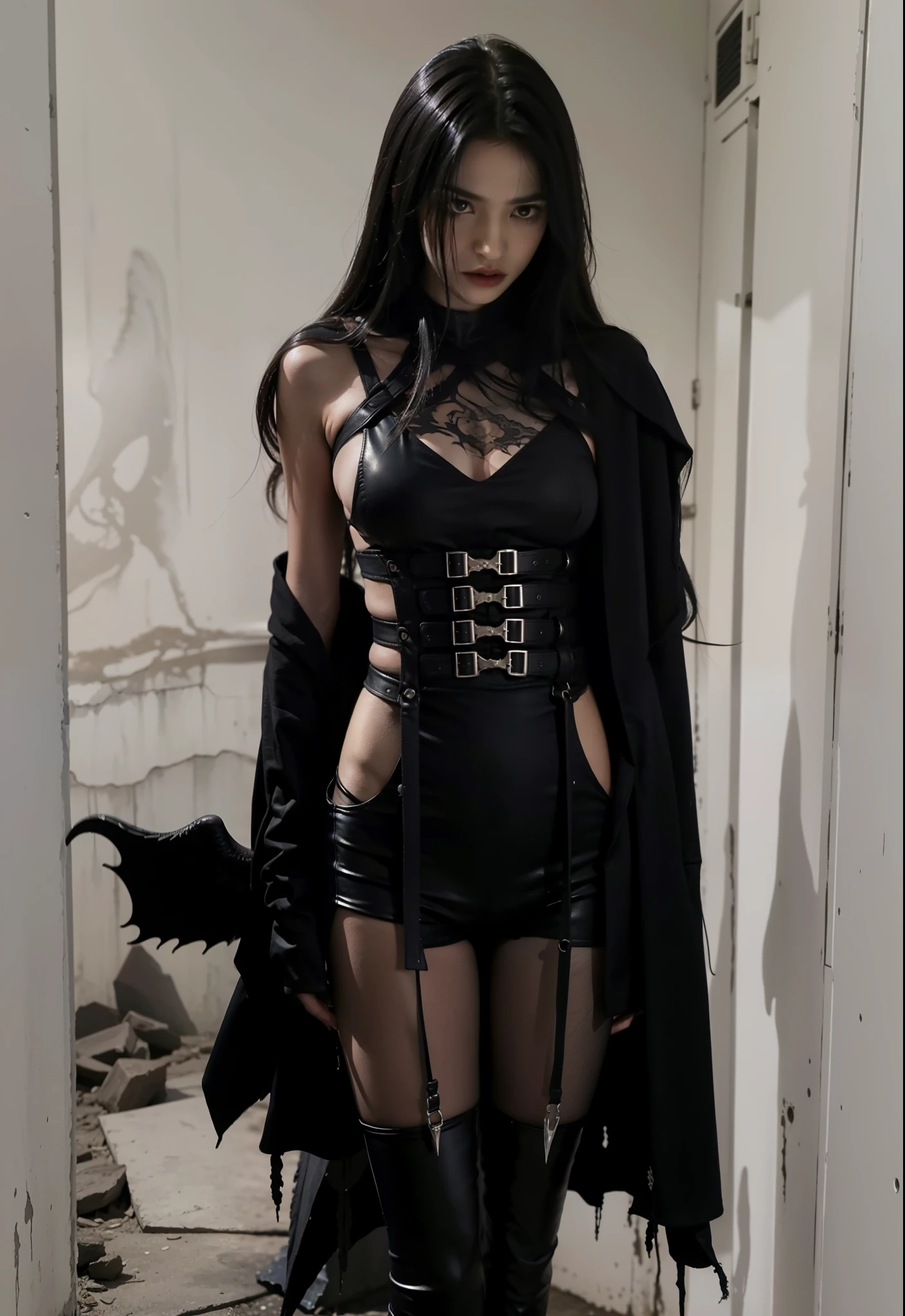 beautifully，Picture of a box full of swords,wing, succubus theme，fallen angel，Excellent，scary，secret horror，tentacle，have eyes，uncanny valley effect，little beast blood moon，skull skeleton，vampire，Hellfire，female devil，Swarovski crystals，vampire公主，There is blood on the mouth，Bare fangs
