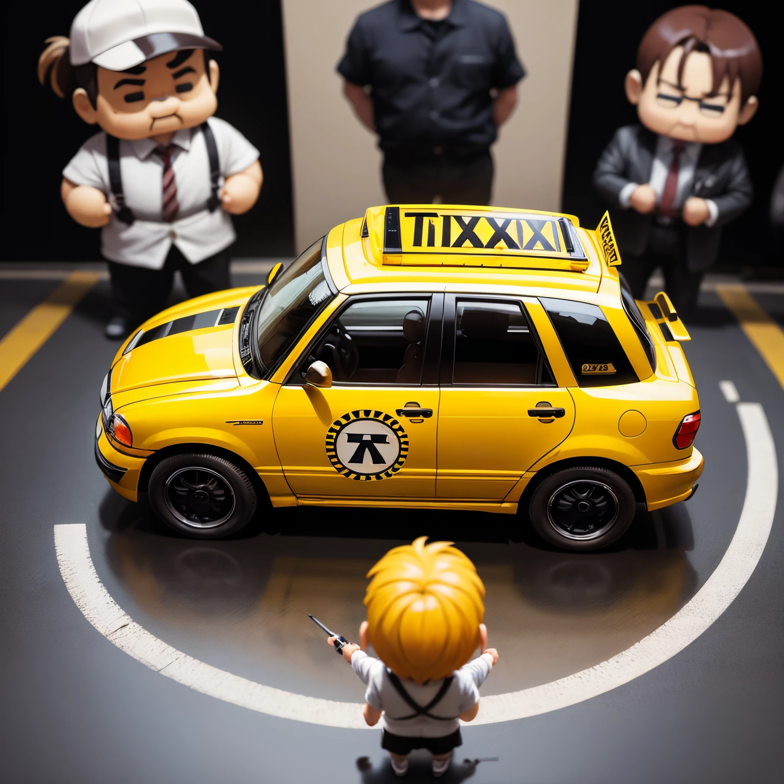 ​masterpiece、top-quality、ultra-detailliert、(chibi character taxi driver:1.2)、character taxi
