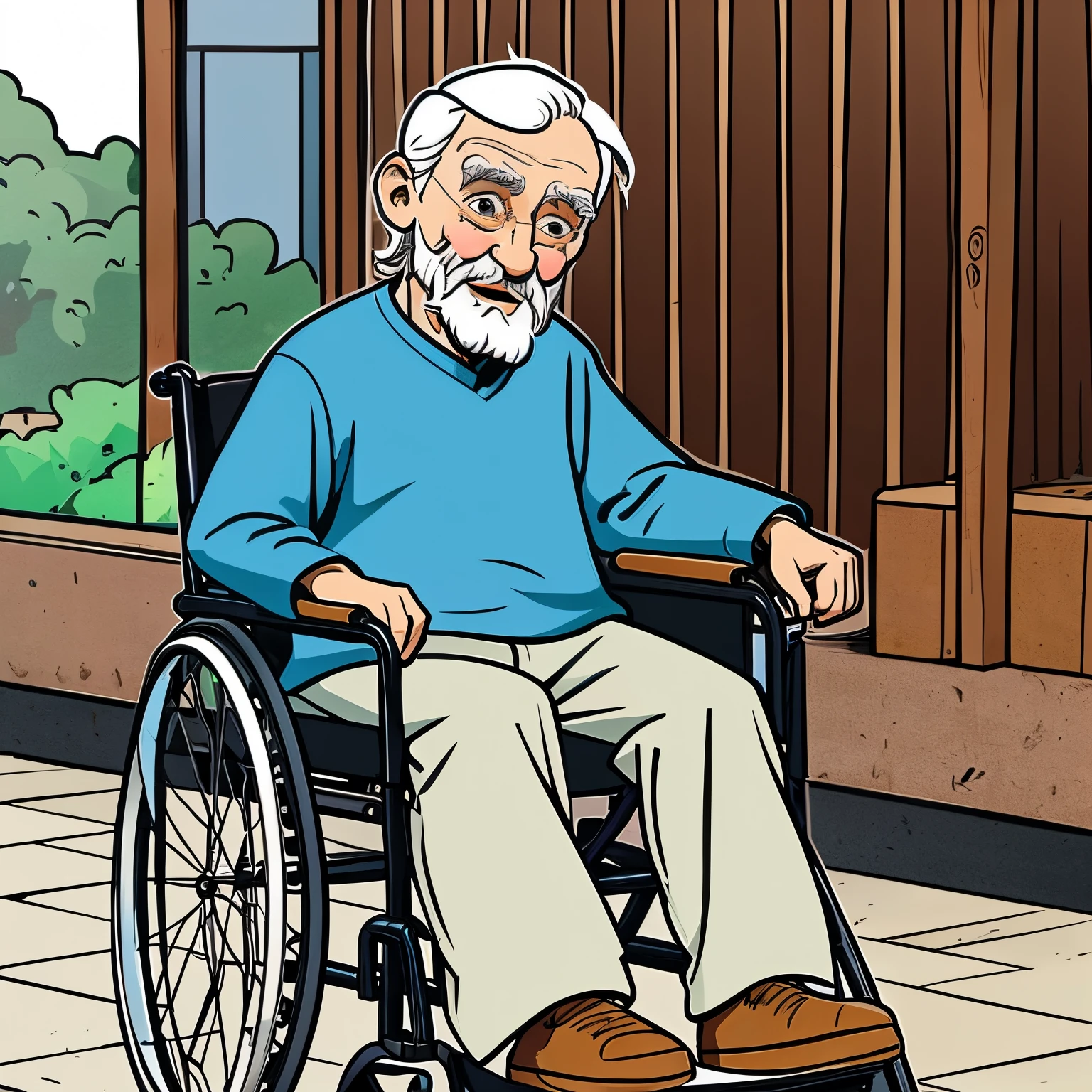 cartoon old man in wheelchair