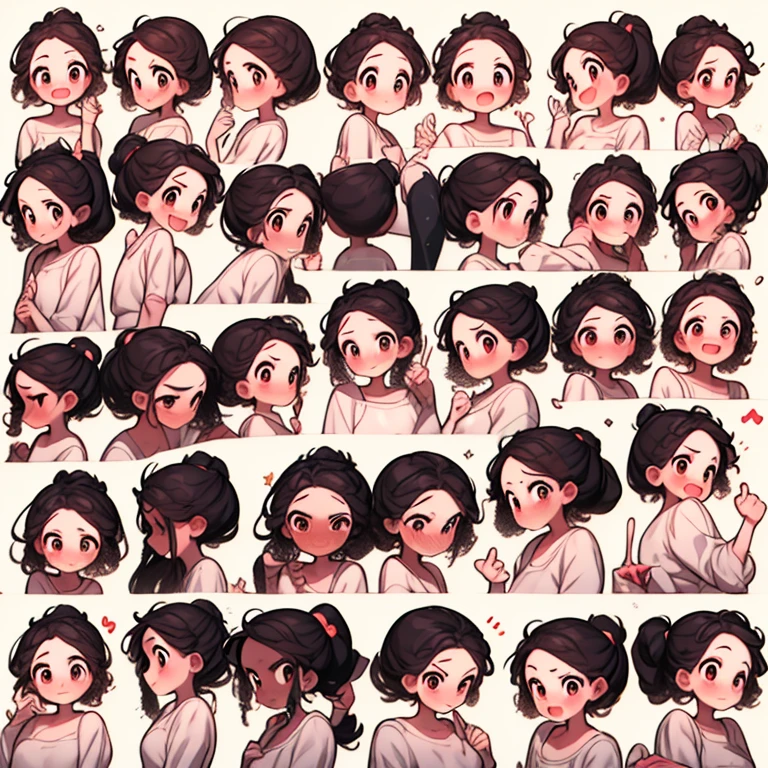 Cute girl avatar,Emoticon pack,Small devil,(9 emojis,emoji sheet,Align arrangement),9 poses and expressions(Grieving,wonderment,having fun,Excitement,great laughter,angry,doubt,Touch your head,Sell moe, wait),anthropomorphic style,Disney style,Black strokes,various emotions,9 poses and expressions,8K
