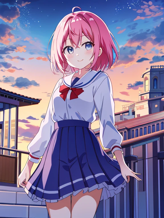 masutepiece、masterpiece、top-quality、ultra-detailliert、hight resolution、 hight resolution、8K Portrait、Unity 8k Wallpapers、extremely details CG、Unity 8k壁纸、Highly detailed CG Unity 8k wallpaper、A girl standing at the entrance of a fantastic theme park。she has a park map in her hand、Excited look for adventure。The entrance arch is decorated with neon lights、The surrounding area is enveloped in the soft light of dusk.。