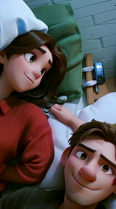 there is a man and woman laying in bed together, profile pic, profile picture, profile image, very very low quality picture, leaked photo, couple on bed, at night time, lovely couple, blurry in love selfie, couple pose, , blurry, from 8 k matte, profile photo