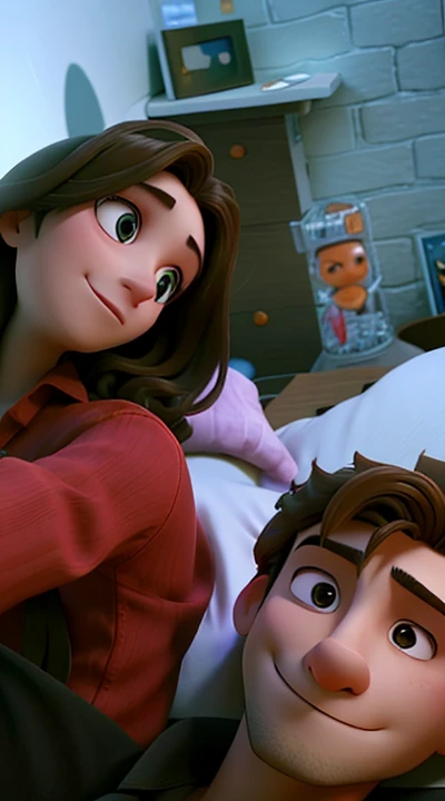 there is a man and woman laying in bed together, profile pic, profile picture, profile image, very very low quality picture, leaked photo, couple on bed, at night time, lovely couple, blurry in love selfie, couple pose, , blurry, from 8 k matte, profile photo