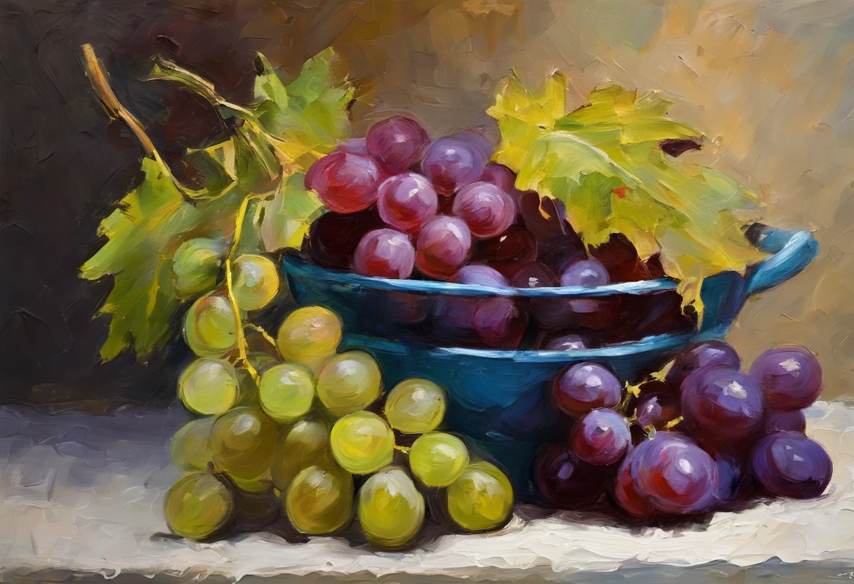 Still life grapes in Basquiat style