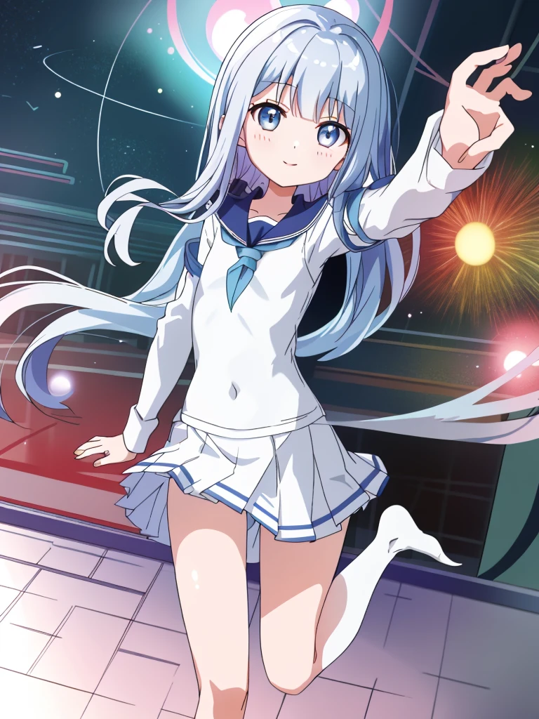 (masterpiece), classroom, 1girl, medium hair, white hair, (aqua eyes:1.2), (white sailor collar:1.2), serafuku, white skirt, pleated skirt nsfw show panties