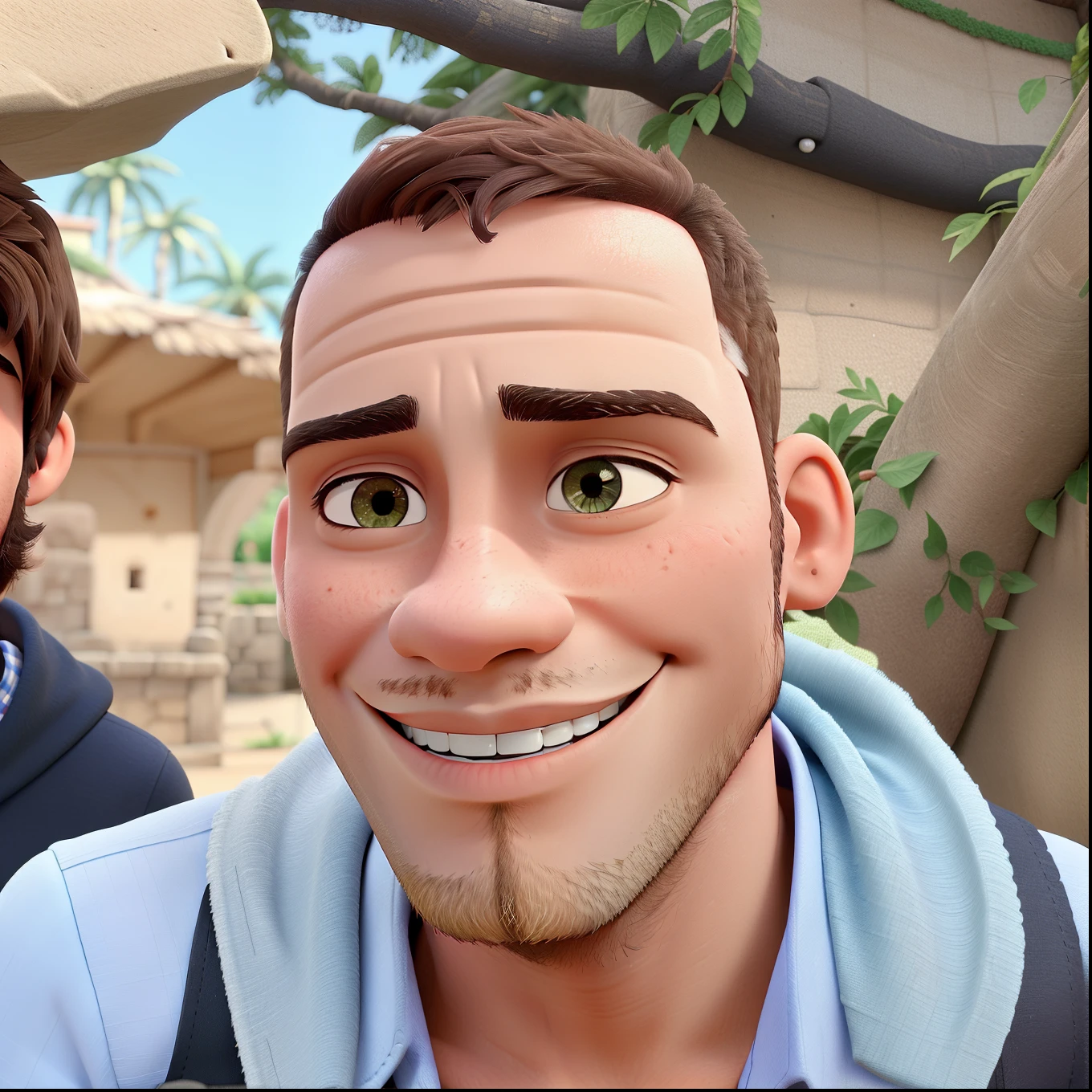Garoto, jovem, moreno escuro, sem barba, pouco cabelo, olhos escuros, smile shy