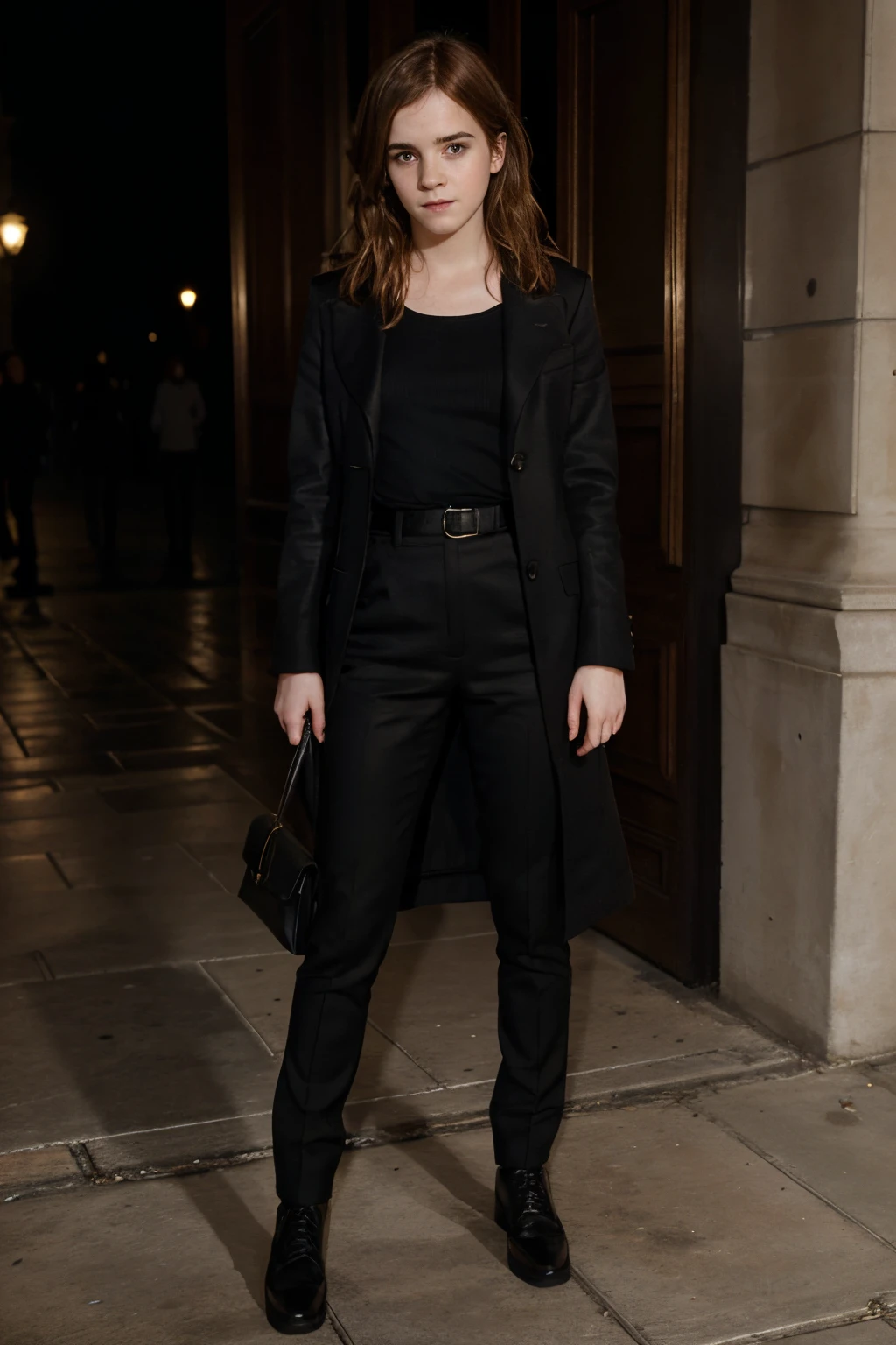 hermione, emma watson, adult, black outfit, full body
