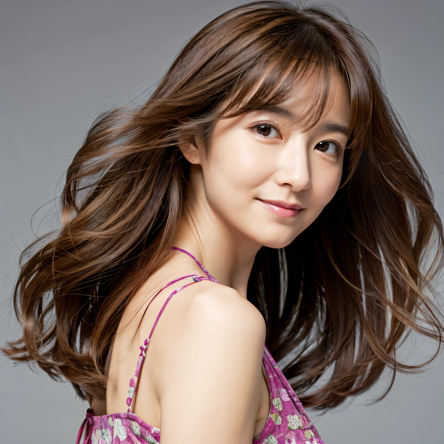 (Detailed photo, High resolution), 40 years old, Japanese, cute face, skinny figure, long curly hair
