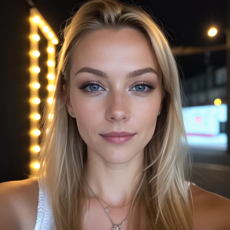 Jodie comer (selfie, top view: 1.4), (straight fully naked body: 1.4), no bra, fully naked, no underwear, RAW UHD portrait photo of a 24-year-old blonde (blue-eyed woman) walking down a dark alley, huge breasts:1.25, topless, city at night, (stockings), (neckline), details (textures! , hair! , glitter, color!! , disadvantages: 1.1), glossy eyes with high detail (looking at the camera), SLR lighting, SLR camera, ultra-quality, sharpness, depth of field, film grain (center), Fujifilm XT3, crystal clear, frame center, beautiful face, sharp focus, street lamp, neon lighting, bokeh (dimly lit), night, (night sky), detailed skin pores, oily skin, sunburn, complex eye details, full body, huge breasts:1.25