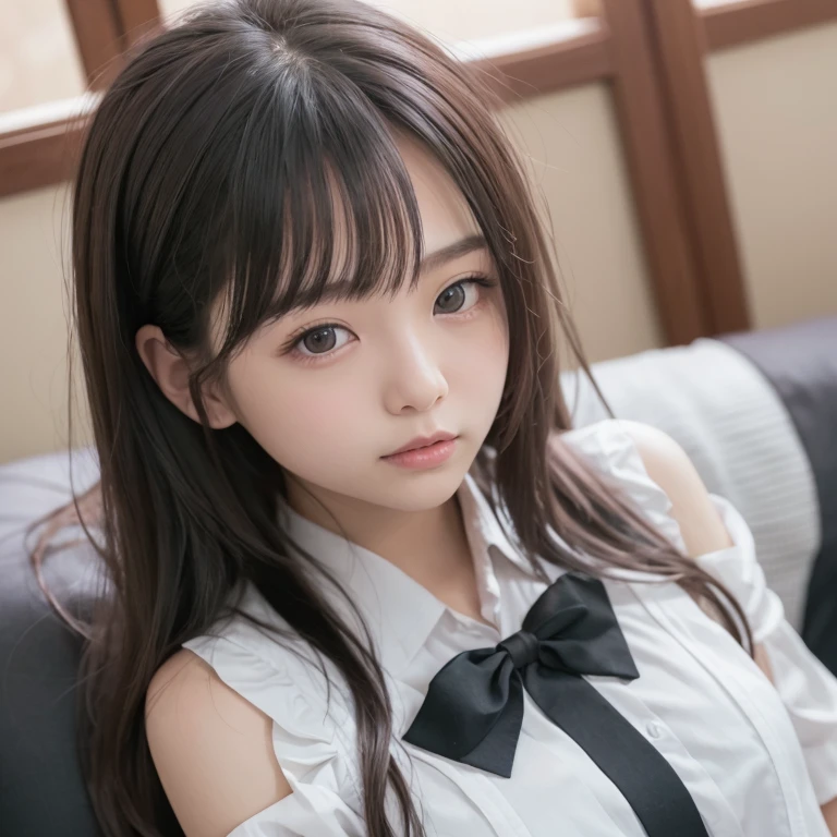 (masterpiece,highest quality,超A high resolution),Japanese women, (((Very cute 16 year old girl))), View the photographer, Front view, ((Long Hair)), Super cute face, Glossy lips, Double eyelids on both eyes, Focus your eyes, Natural Makeup, bangs, Shiny and smooth light brown long hair, (((Upper body close-up))), Large Breasts, Perfect limbs, Perfect Anatomy, ((Lightweight inner shirt:1.3)), ((Knit coat top:1.3)), ((Black knee-high socks:1.3)), (((Checkered pleated mini skirt:1.5))), ((Smile)), Night room, (Show off your slim thighs:1.3), ((Include the whole face and focus on the chest:1.2)), View your viewers, (Strike a cute pose:1.2), Perfect and natural fingers,
