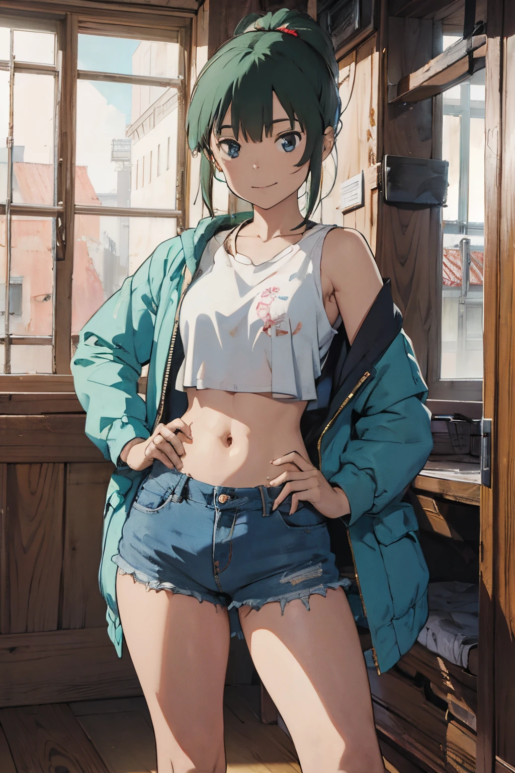 Arte do estilo Akira Toryama, garota sorrindo, rosto perfeito
