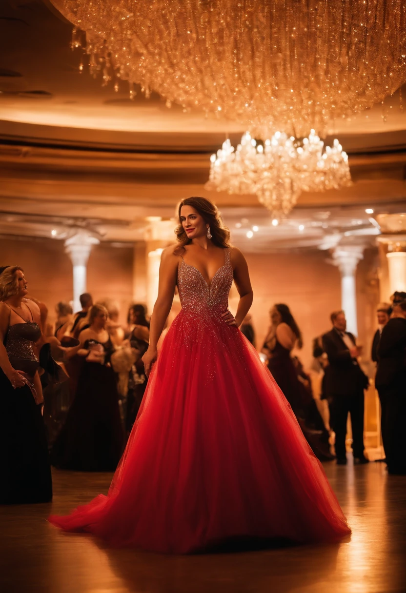 A glamorous photo of me in a stunning evening gown, surrounded by twinkling lights and the bustle of a high-end gala event.,original,sasquatch, male