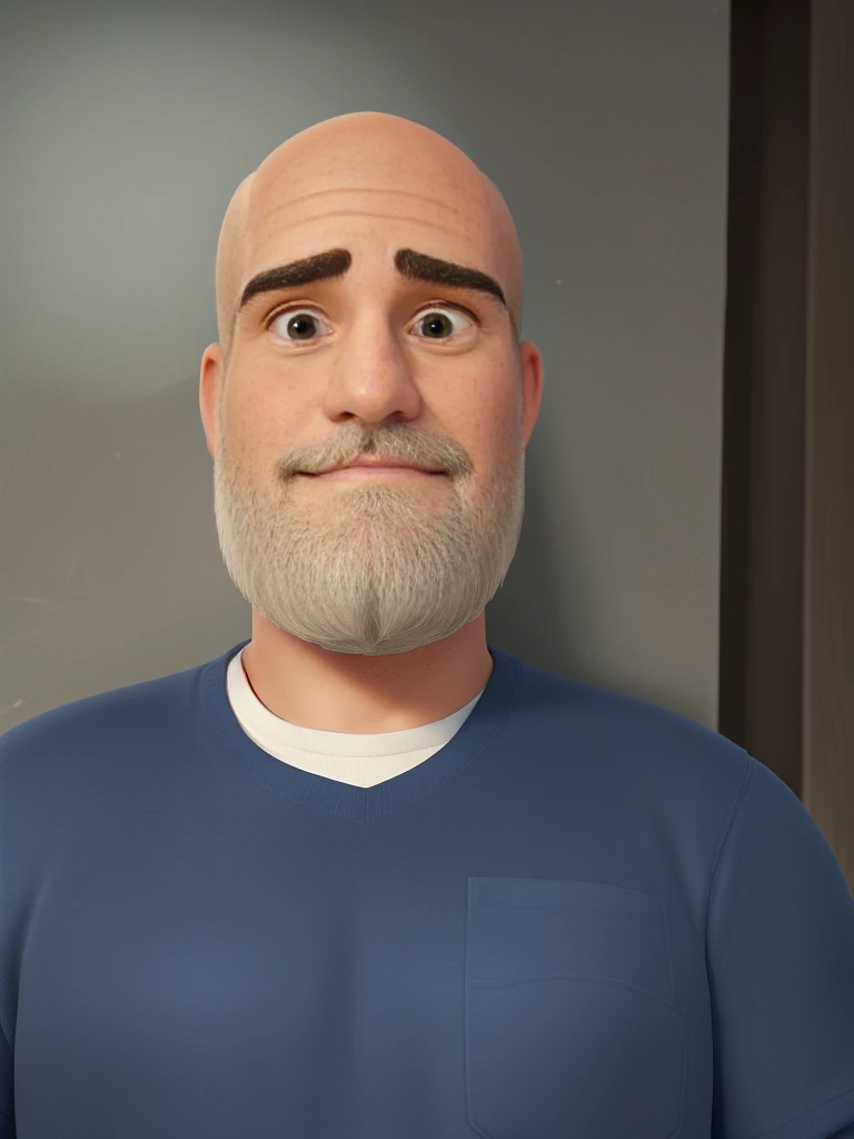 Homem bonito, bald and a shallow beard and is chubby and young