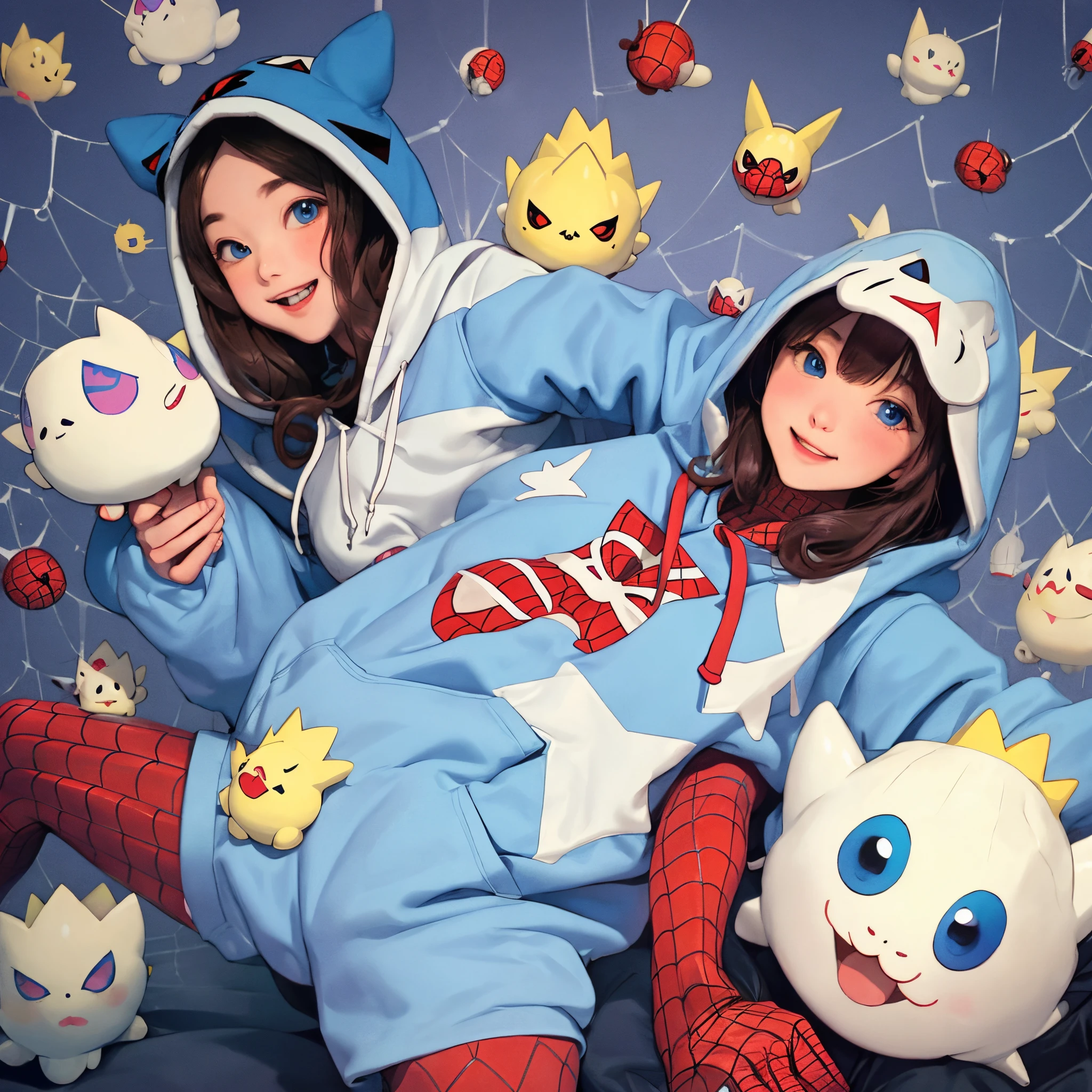 Togepi wearing Spider-Man hoodie