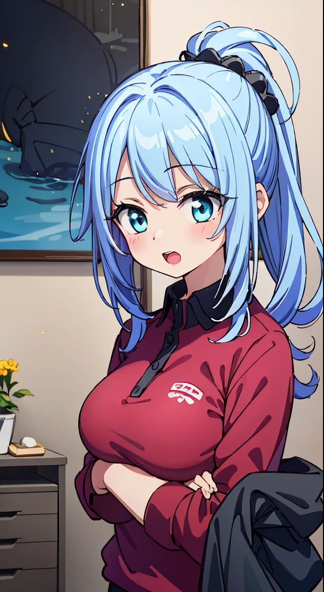 (((masutepiece, Rembrandt))), (Best Quality, photographrealistic, Hyper realistic, superfine illustration, 超A high resolution, Extremely detailed, Realistic background, Detailed background, Large_filesize:1.2),
BREAK,
1 beautiful girl, 1 person,Solo,(Cute:1.5),(Chibi:0.6),(kawaii:1.5),(Lori:0.5),( years old girl),Very detailed,colourfull,highest details,Clear skin,Beautiful skin,Shy,Very detailed,colourfull,highest details,Clear skin,Beautiful skin,Shy skin,1 beautiful girl,{Heterochromia,blue eyess,verd s eyes:1.9},star eye silhouette, BREAK,(pale blue hair, Medium length:1.4),(Side Ponytail,A little curly hair,Single-sided twisted blade,Princess Cut:1.3),(cleavage of the breast,Large breasts,Beautiful , gleaming skin,Clear skin, Beautiful skin,(best quality face),(Top quality glowing eyes), (The best smile,Doya face:1.45), BREAK (Pink Theme:1.4),
((caregiver theme:1.4)), (Black chinos:1.4), (red polo shirt:1.4),(Black sneakers:1.35),
BREAK,(morning), inside in room,Gothic bedroom, a canopy bed,huge window,naked girl poster,coke,on back, tusk, Open mouth, Looking away,depth of fields,
BREAK,wakame,wakame,wakame,(Cowboy Shot:1.4),
BREAK,(Blurry background:1.3),(absurderes, hight resolution, Super Detail Art),cel shading,Clear Color, Lonely optical effect, Beautiful pictures, Bright glow, mystic atmosphere,(Close-up of girl:1.1), Mystical light particle effect,manga influence, clean line drawings,