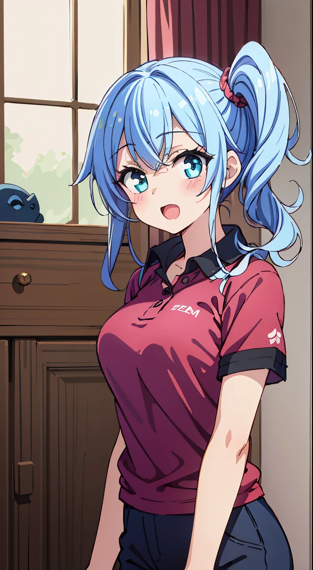 (((masutepiece, Rembrandt))), (Best Quality, photographrealistic, Hyper realistic, superfine illustration, 超A high resolution, Extremely detailed, Realistic background, Detailed background, Large_filesize:1.2),
BREAK,
1 beautiful girl, 1 person,Solo,(Cute:1.5),(Chibi:0.6),(kawaii:1.5),(Lori:0.5),( girl),Very detailed,colourfull,highest details,Clear skin,Beautiful skin,Shy,Very detailed,colourfull,highest details,Clear skin,Beautiful skin,Shy skin,1 beautiful girl,{Heterochromia,blue eyess,verd s eyes:1.9},star eye silhouette, BREAK,(pale blue hair, Medium length:1.4),(Side Ponytail,A little curly hair,Single-sided twisted blade,Princess Cut:1.3),(cleavage of the breast,Large breasts,Beautiful , gleaming skin,Clear skin, Beautiful skin,(best quality face),(Top quality glowing eyes), (The best smile,Doya face:1.45), BREAK (Pink Theme:1.4),
((caregiver theme:1.4)), (Black chinos:1.4), (red polo shirt:1.4),(Black sneakers:1.35),
BREAK,(morning), inside in room,Gothic bedroom, a canopy bed,huge window,naked girl poster,coke,on back, tusk, Open mouth, Looking away,depth of fields,
BREAK,wakame,wakame,wakame,(Cowboy Shot:1.4),
BREAK,(Blurry background:1.3),(absurderes, hight resolution, Super Detail Art),cel shading,Clear Color, Lonely optical effect, Beautiful pictures, Bright glow, mystic atmosphere,(Close-up of girl:1.1), Mystical light particle effect,manga influence, clean line drawings,