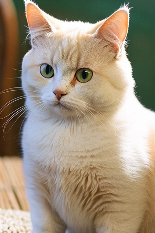 Round face、Cute pheasant white cat with round eyes