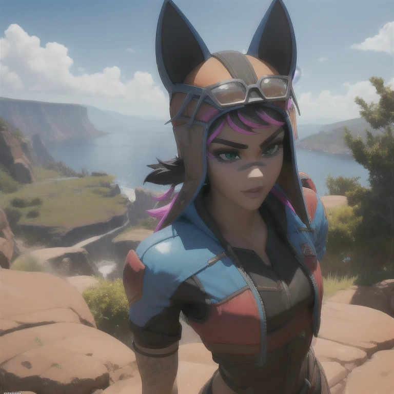 tiro de cowboy, renegada_lince, sinal de paz, cabelos longos, body com nervuras, roupas escritas, sorriso arrogante, flores de cerejeira no fundo, luz solar, melhor qualidade, Renegade lynx fire style clothes, Mulher bonita, rosto perfeito, Estilo, 20 anos Realistic, cara bonito, sexy olhos verdes detalhes intrincados, profundidade de campo), (1girl, sozinho), compor, separated-lips, altamente detalhado, rosto perfeito, voluptuoso, girl athletic body, muscula, cabelo marrom, , brilhante, Athletic girl, muscula, , (Seios enormes:1.4), (dentadura da pele), coxas grossas, quadris largos, cintura pequena, alto, glossy coral lips, , olhos vermelhos, rabo-de-cavalo,muscula, Pov,, Olhando para o Viewer, suar, Sorriso, sedutor, fofo