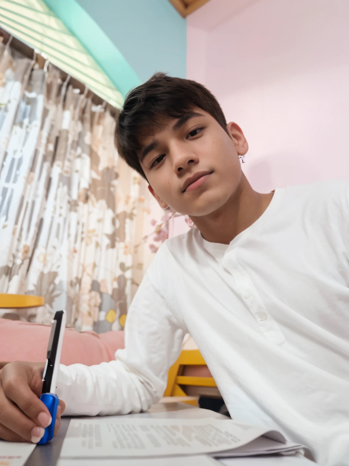 18 years old boy with mobile