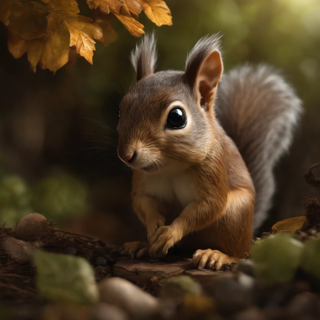 (CBZBB:1.25),gremlin,  hobbit style, in the style of John Tolkien, looks like ,gremlin looks like a squirrel((Squirrel)), huge ears with tassels, double nose, five toes, dressed in a tunic with a hood, detailing, Hobbit-style house in a clearing under an oak tree, Squirrel Gremlin flying in a tunic with a hood, holding a large acorn in his paws, CBZBB,Cute, Small, baby, Beautiful, Fantasy art, deviant art, trending artstation, Digital Art, Detailed, Realistic, humanoid, character, tiny, Cinematic shot, cinematic portrait of a squirrel in dark fantasy style, cute character, looks like a gremlin, looks like a mole,    ,gremlin, squirrel-like, bright silver and brown,Big fluffy tail, large ears, elongated nose,,,,,,, covered with silver fur, holding a large acorn in his paws, water, Burrow, tree roots stick out from the walls in the hole,  mushrooms sticking out of the ground, Best Quality, Masterpiece, in style of dark fantasy art,真实感, Realism, tmasterpiece, Brad Jongsan walks in the jungle (Night of the Fireflies), (higly detailed: 1 1), rough face, natural skin, hiquality, NSFW, pretty eyes, (Detailed face and eyes), (s face: 1 2), tumult, Complementary, real-photo, ..........PSD, Lightweight Film Photography, sharp-focus, contrast lighting, Detail Skin, high resolution 8k, Crazy detailing, Realistic, professional photo of a, 8K UHD, dslr, soft light, hiquality, film grains, Fujifilm XT3, dark fantasy style,