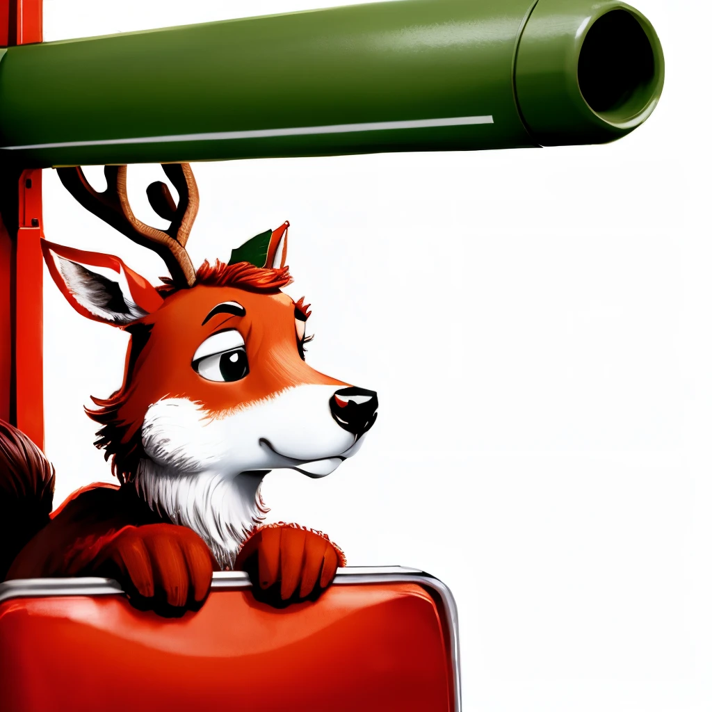 Old fashion Rudolph the red nosed reindeer on a plane white background
