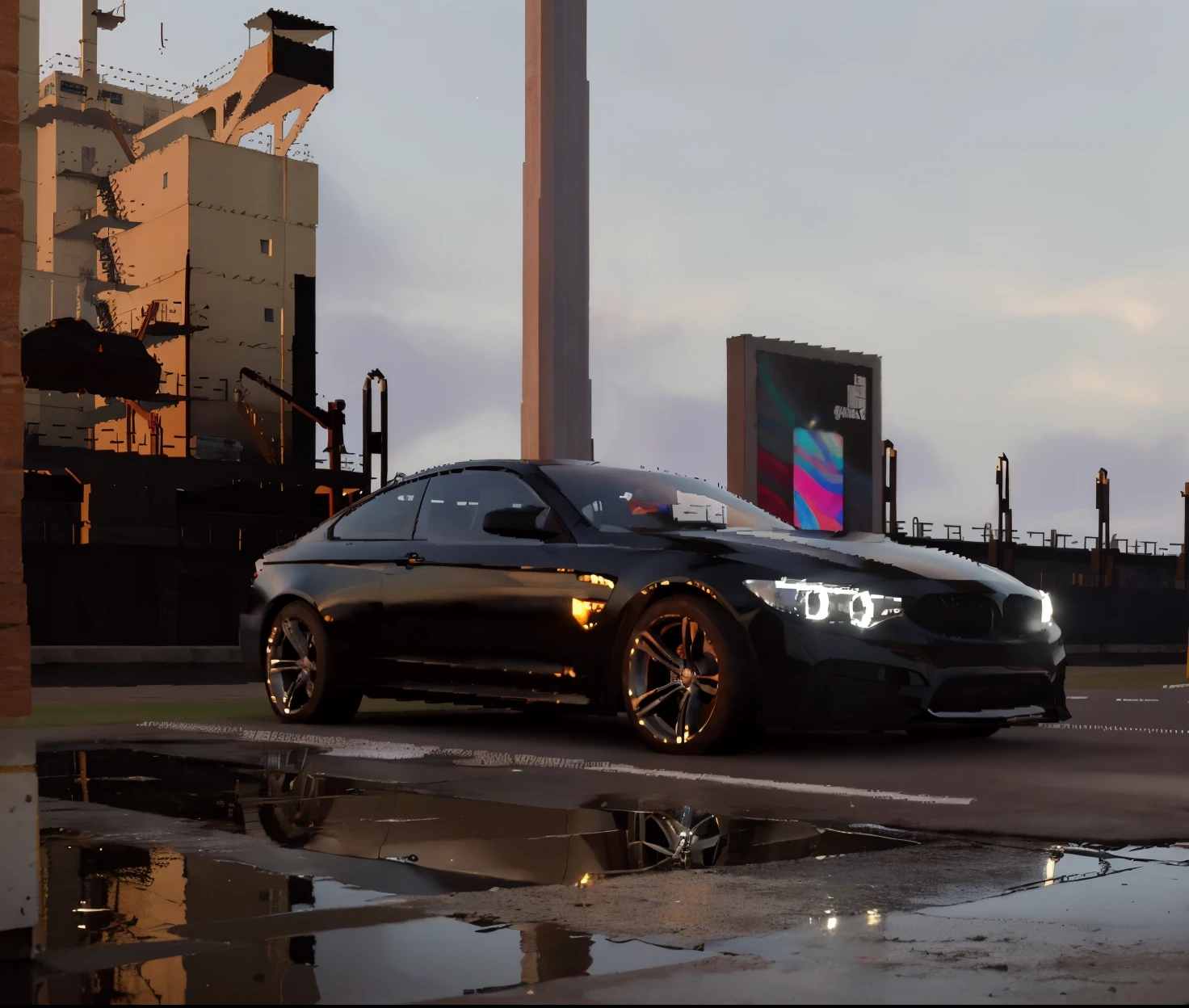 Repaint the selected part and add reflection with the floor slightly wet