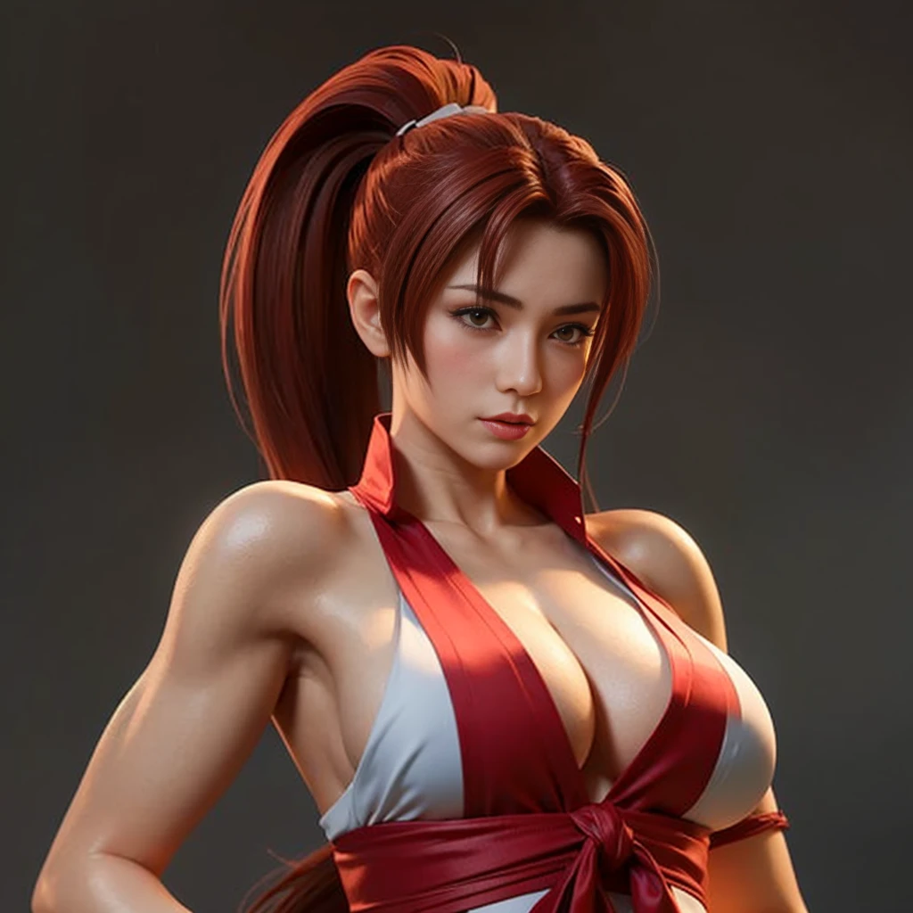 (best quality,ultra-detalhado),(Realistic:1.37),Mai Shiranui, rosto bonito e detalhado, Textura ultrarrealista, rosto delicado, corpo delicado, Fit physique