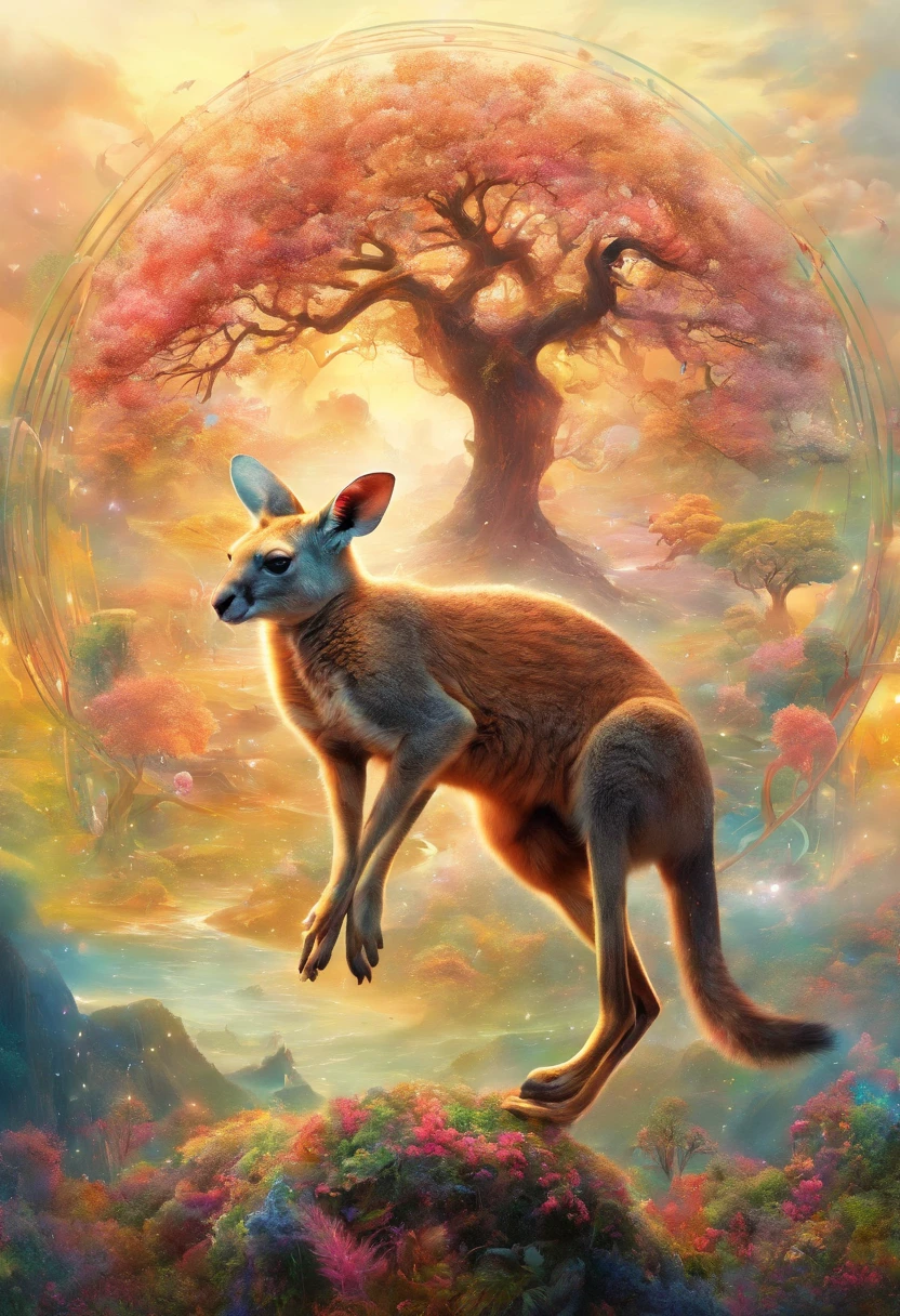 (ultra-detailliert, masutepiece, Ultra HD, Best Quality: 1.3), One kangaroo kicks with its hind legs、