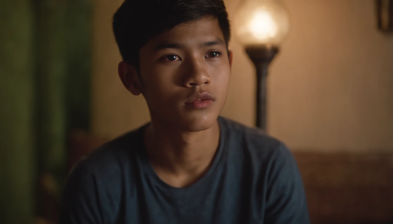 Indonesian 17 year old male with pain in his tongue at night in a rural house setting.