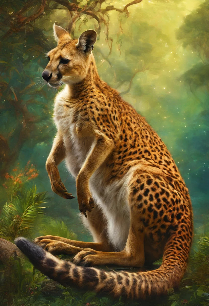 The kangaroo tried to stand up even though it was bleeding, but the leopard continued biting the kangaroo's neck.