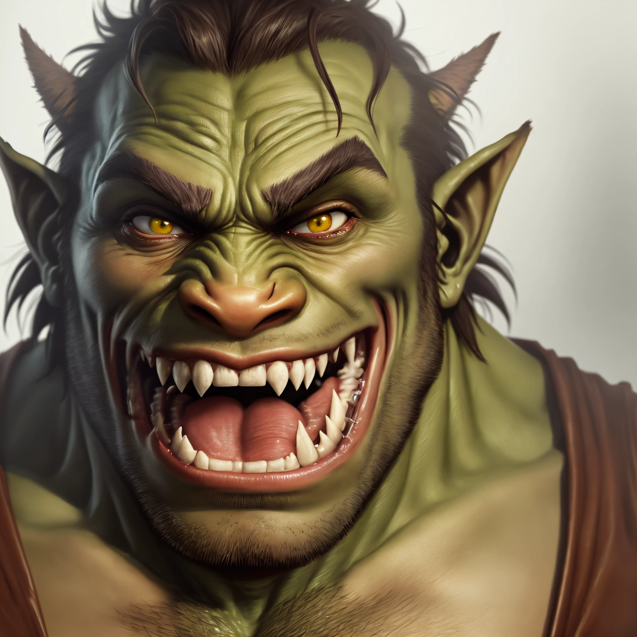 Orc doing a rizz face into the camera