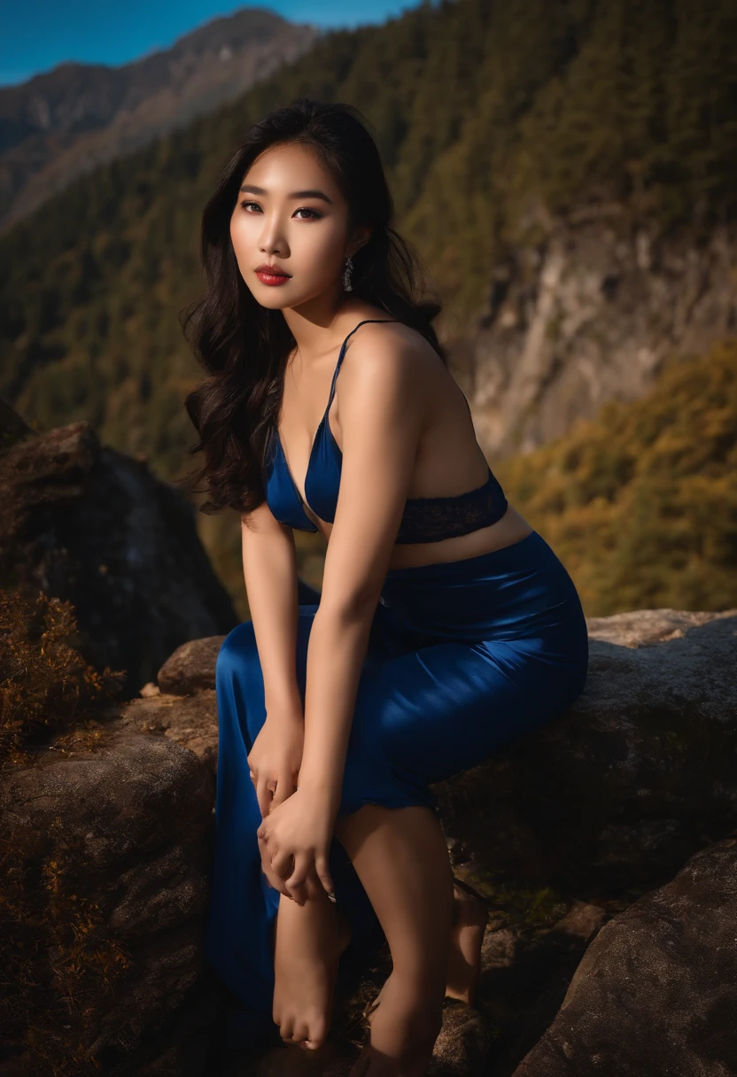 Sexy beauty 20 years old, sexy lingerie, high quality, asian face, erotic, in the mountains